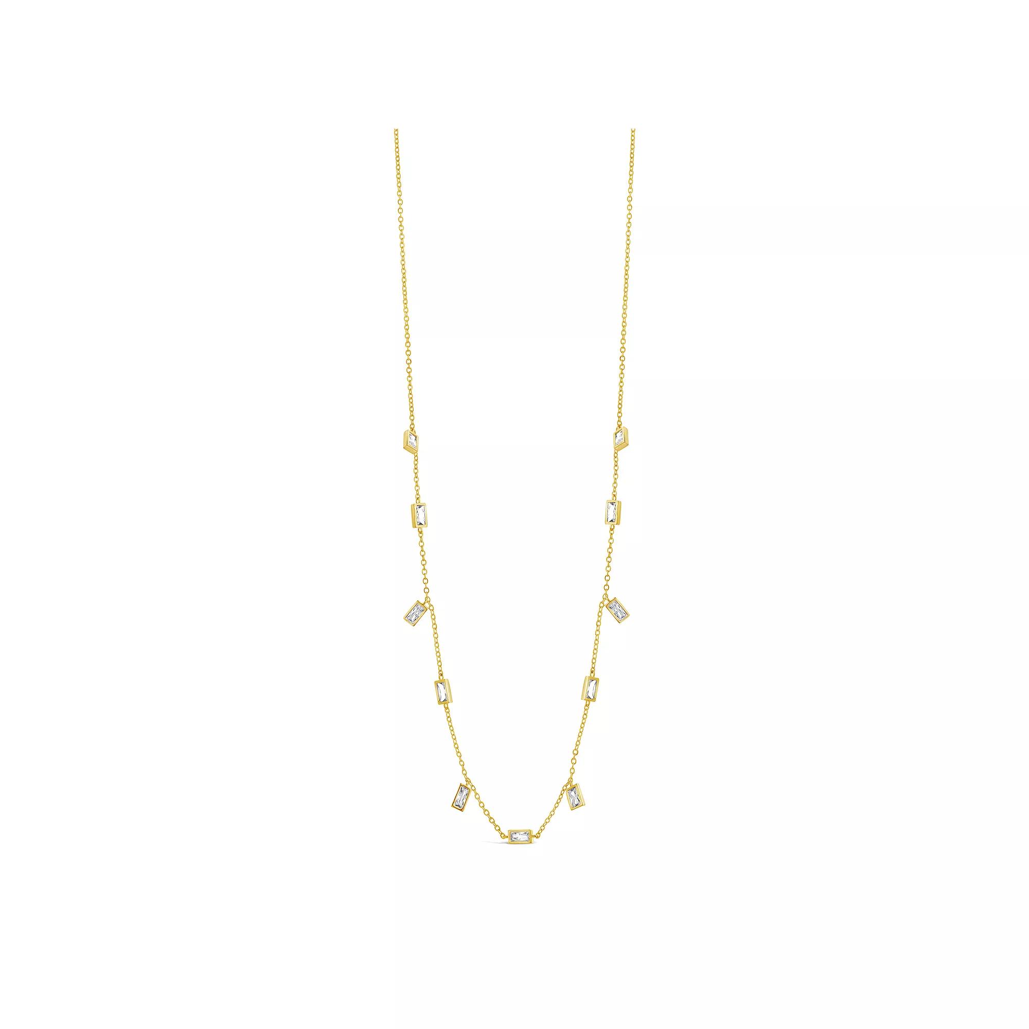 MC Collective Bezel Cubic Zirconia Charm Station Necklace, Women's, Size: 16-18" ADJ, Gold Tone Product Image