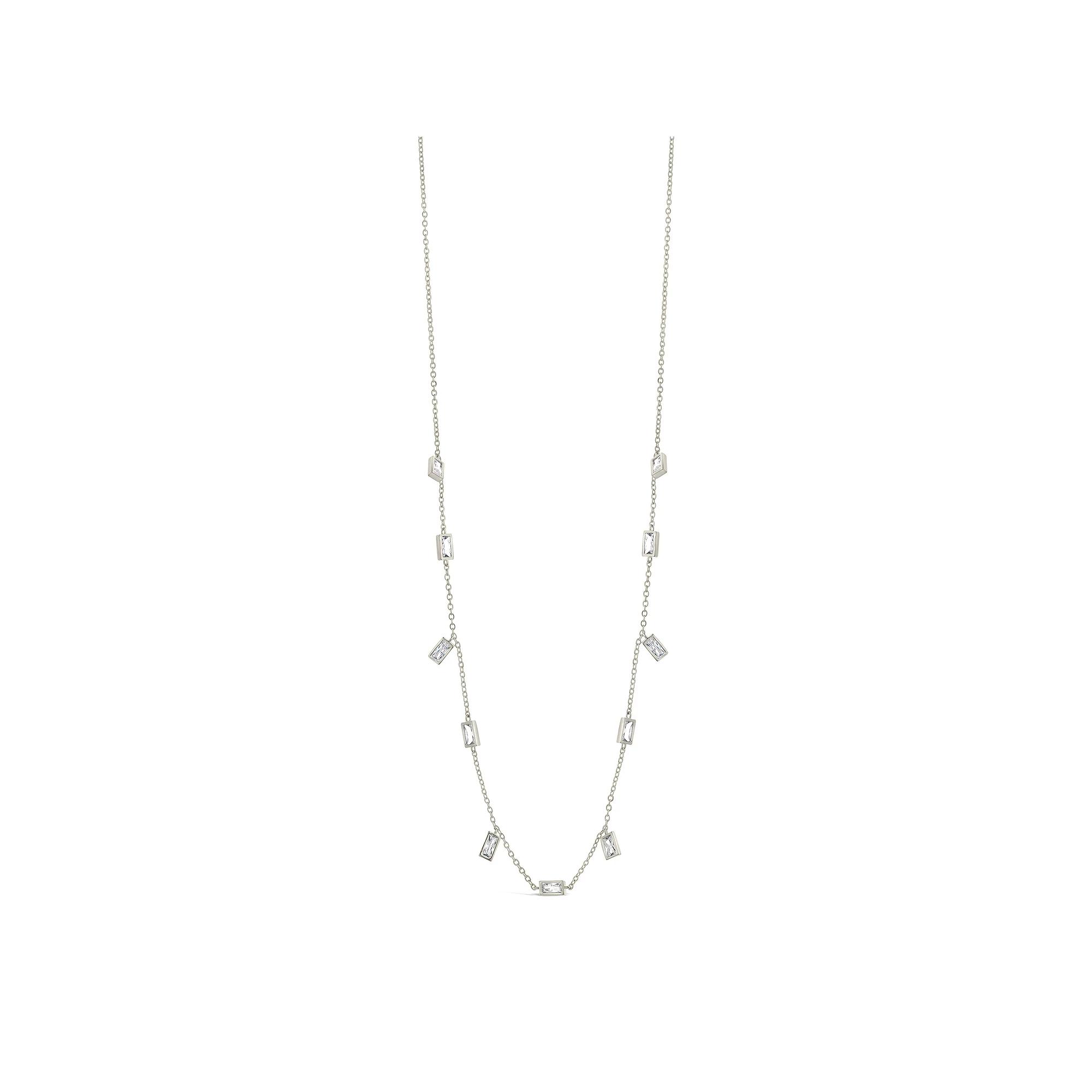 MC Collective Bezel Cubic Zirconia Charm Station Necklace, Women's, Size: 16-18" ADJ, Silver Tone Product Image