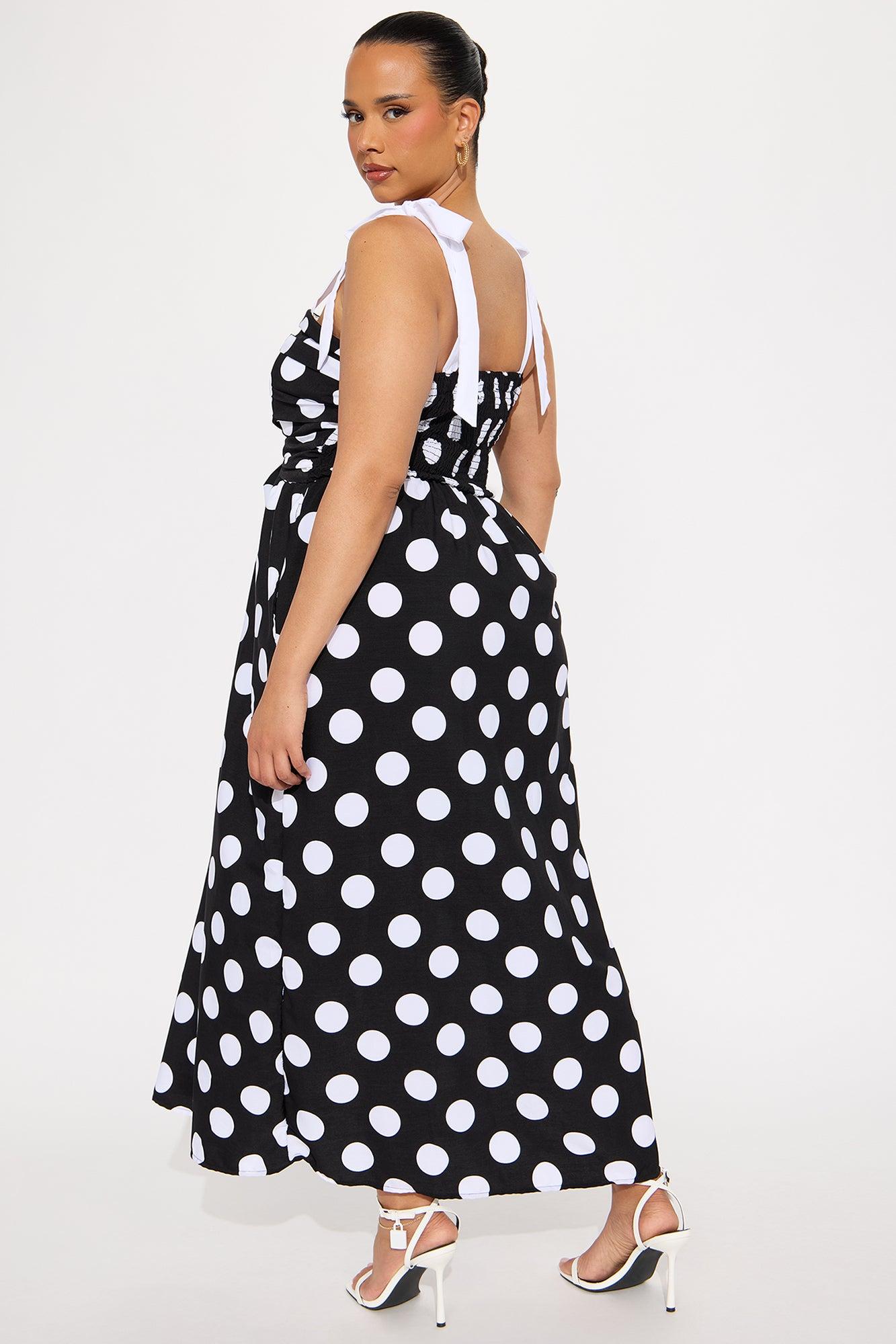 Alyssa Tie Shoulder Maxi Dress - Black/White Product Image