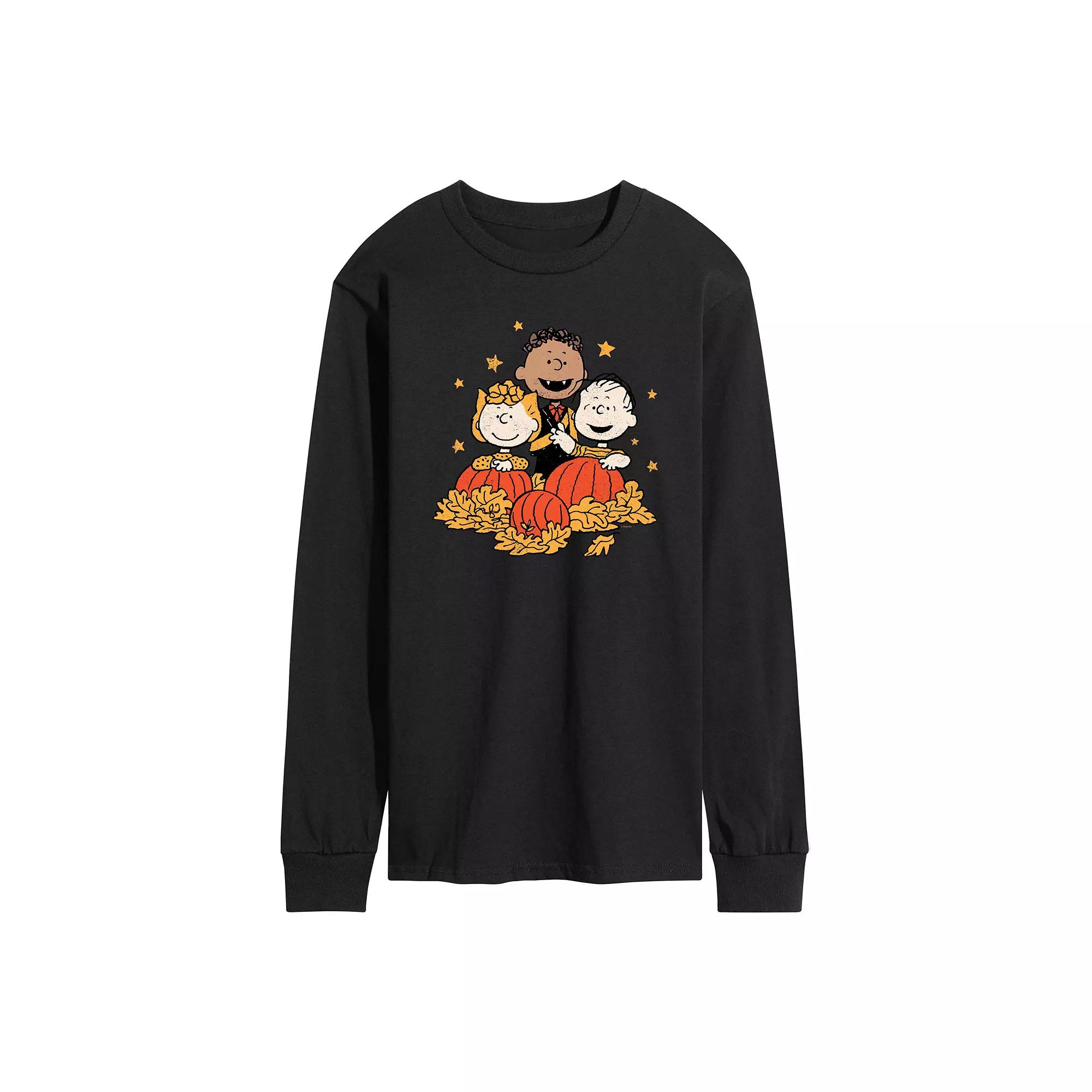 Men's Peanuts Pumpkin Trio Long Sleeve Graphic Tee,  Product Image