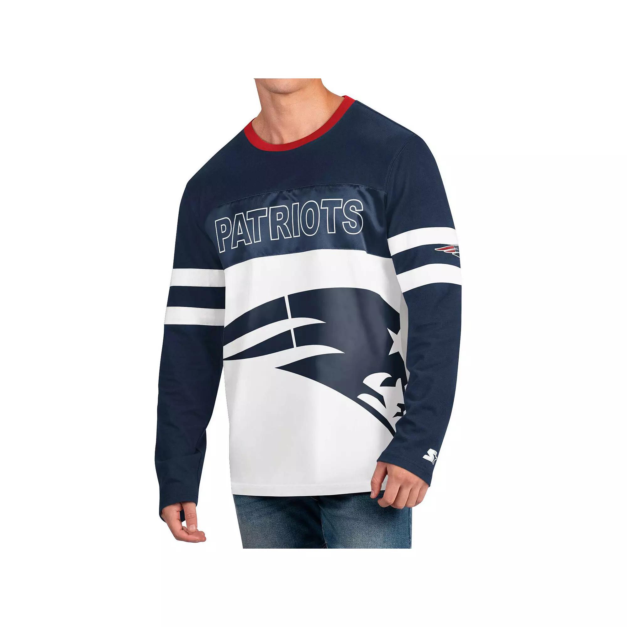 Men's Starter Navy/White New England Patriots Halftime Long Sleeve T-Shirt, Size: Medium, Blue Product Image