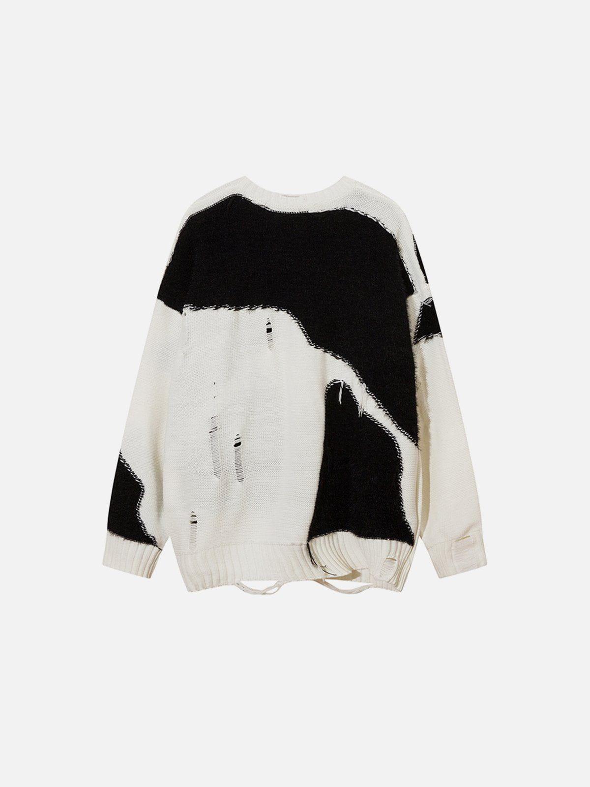 Aelfric Eden Color Blocking Distressed Sweater Product Image