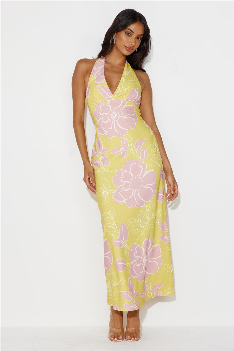 Oasis Hour Halter Maxi Dress Yellow Product Image