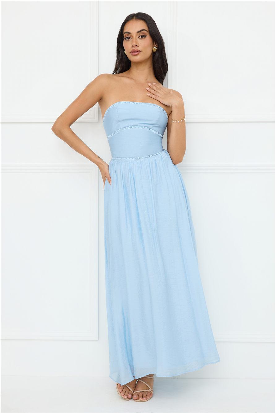 Luxurious Glow Strapless Maxi Dress Blue Product Image