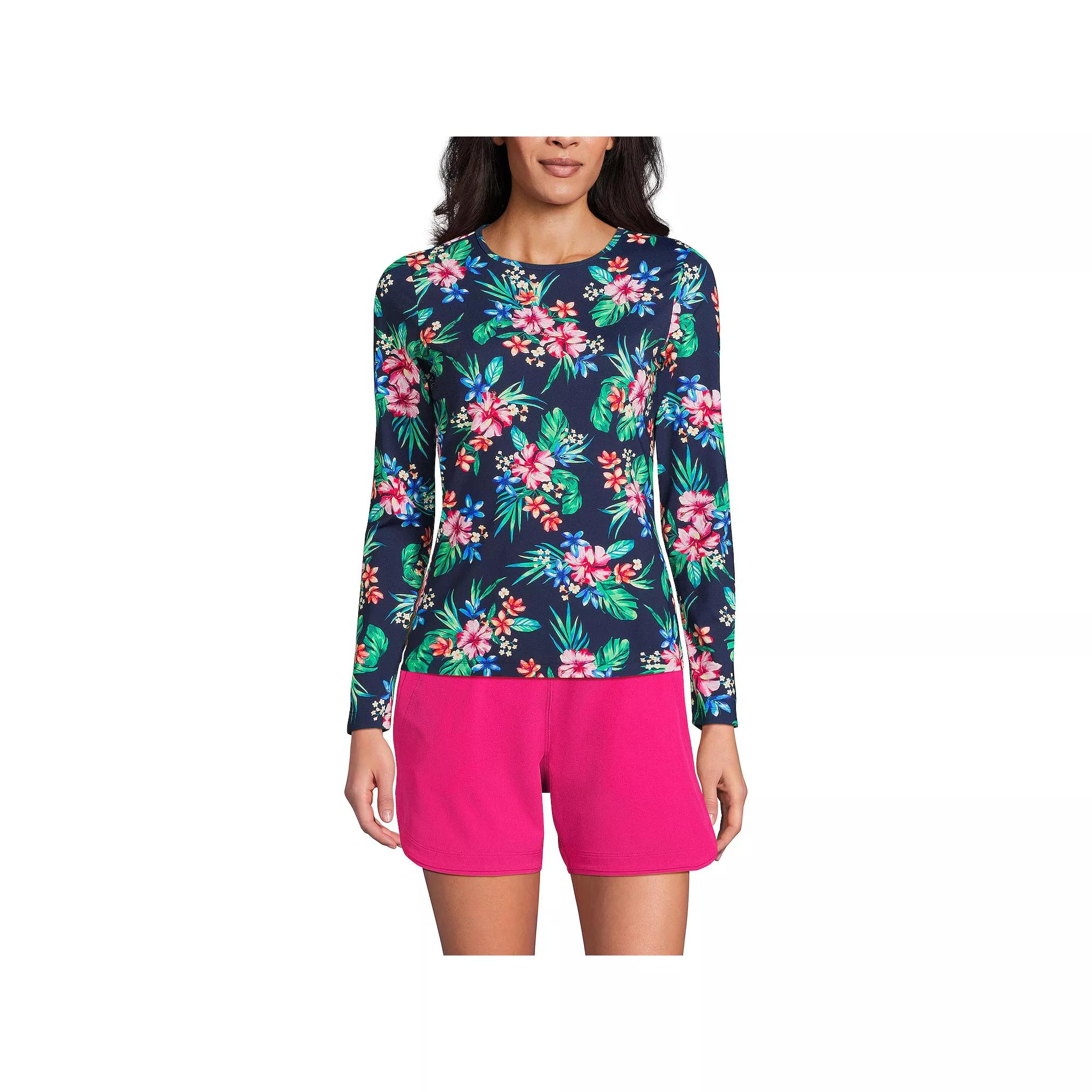 Petite Lands' End UPF 50 Long Sleeve Rash Guard, Women's,  Product Image