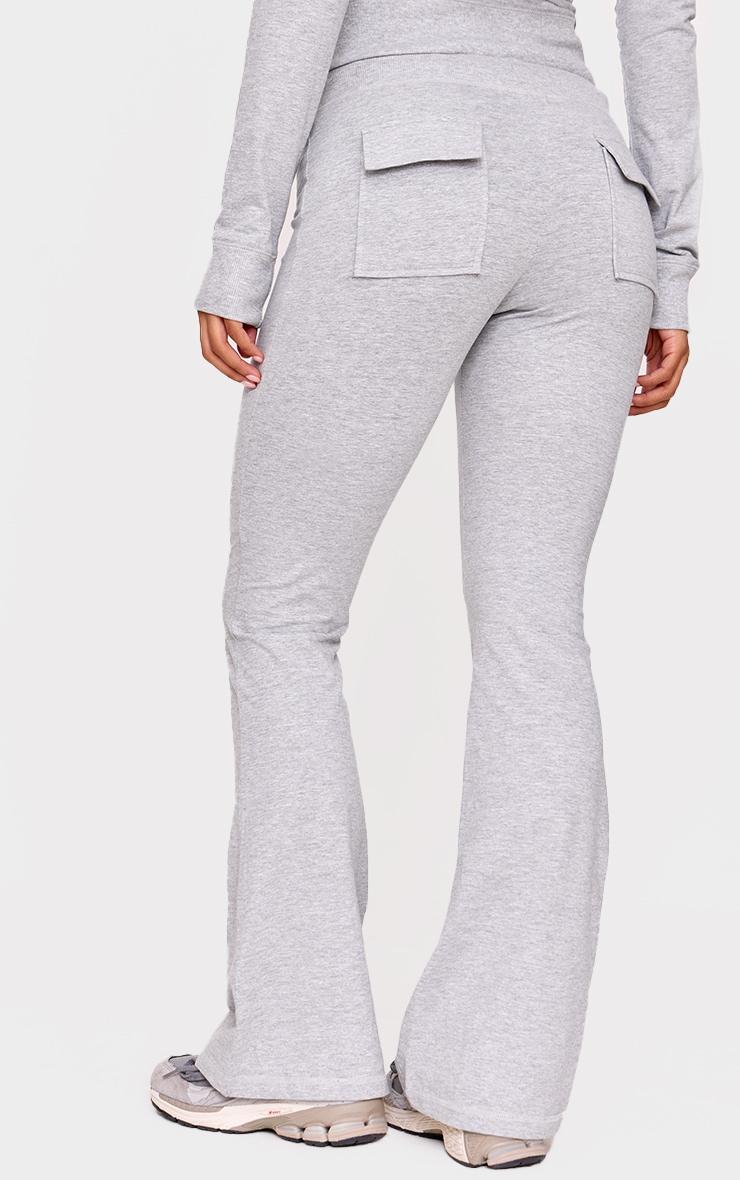 Grey Marl Low Rise Skinny Flare Pants Product Image