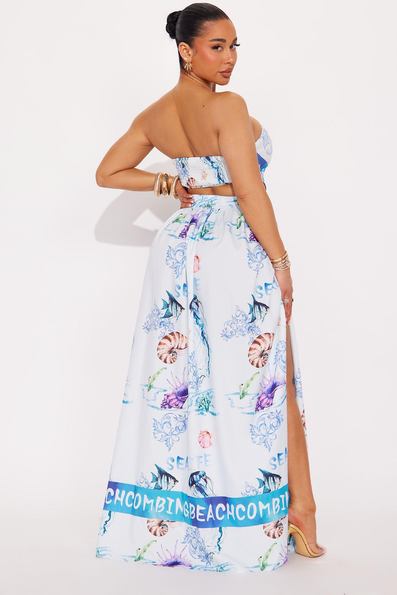 Sea Moment Maxi Skirt Set - Blue/combo Product Image
