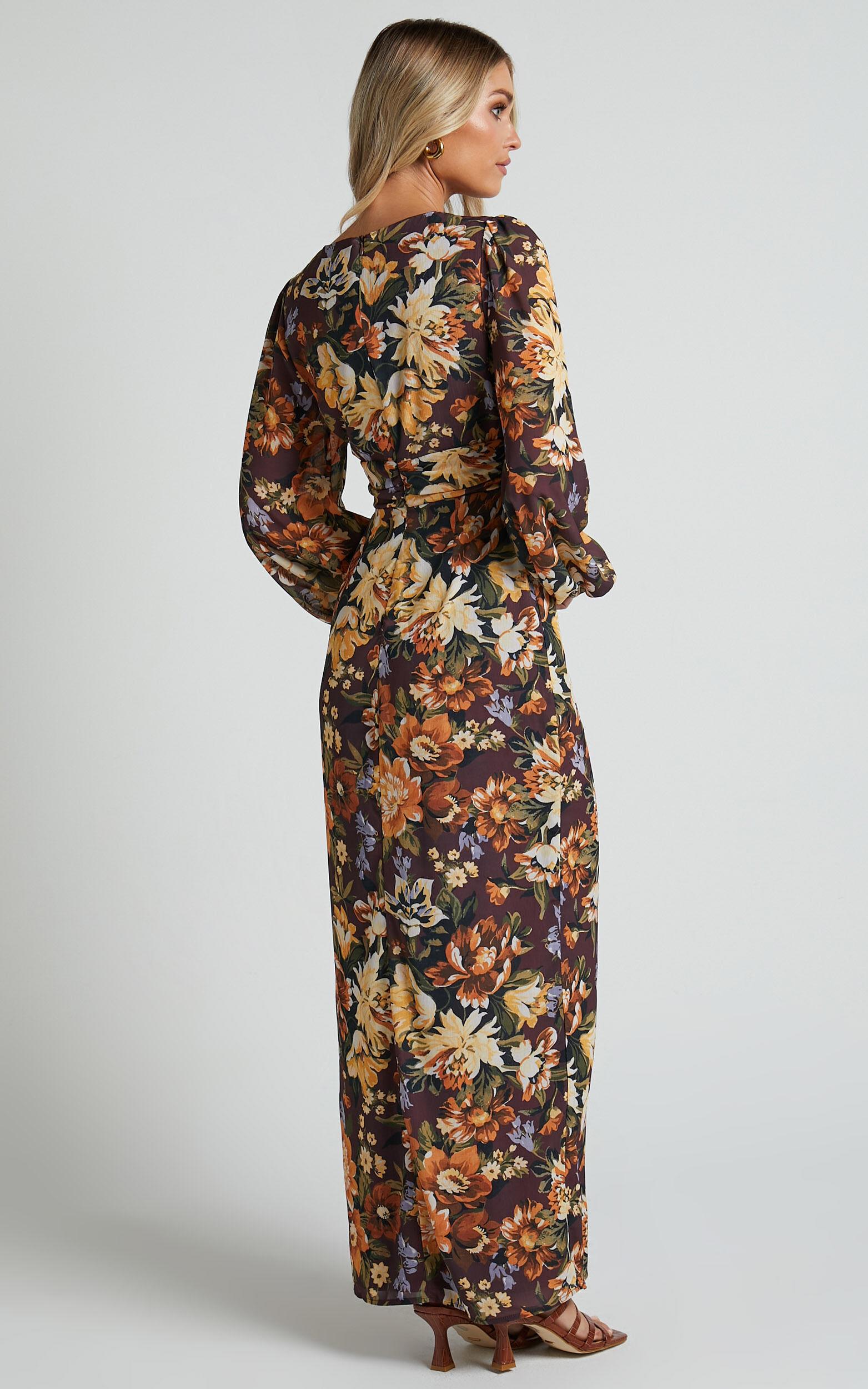 Lorelei Maxi Dress - V Neck Balloon Sleeve Dress in Indulgent Bloom Product Image