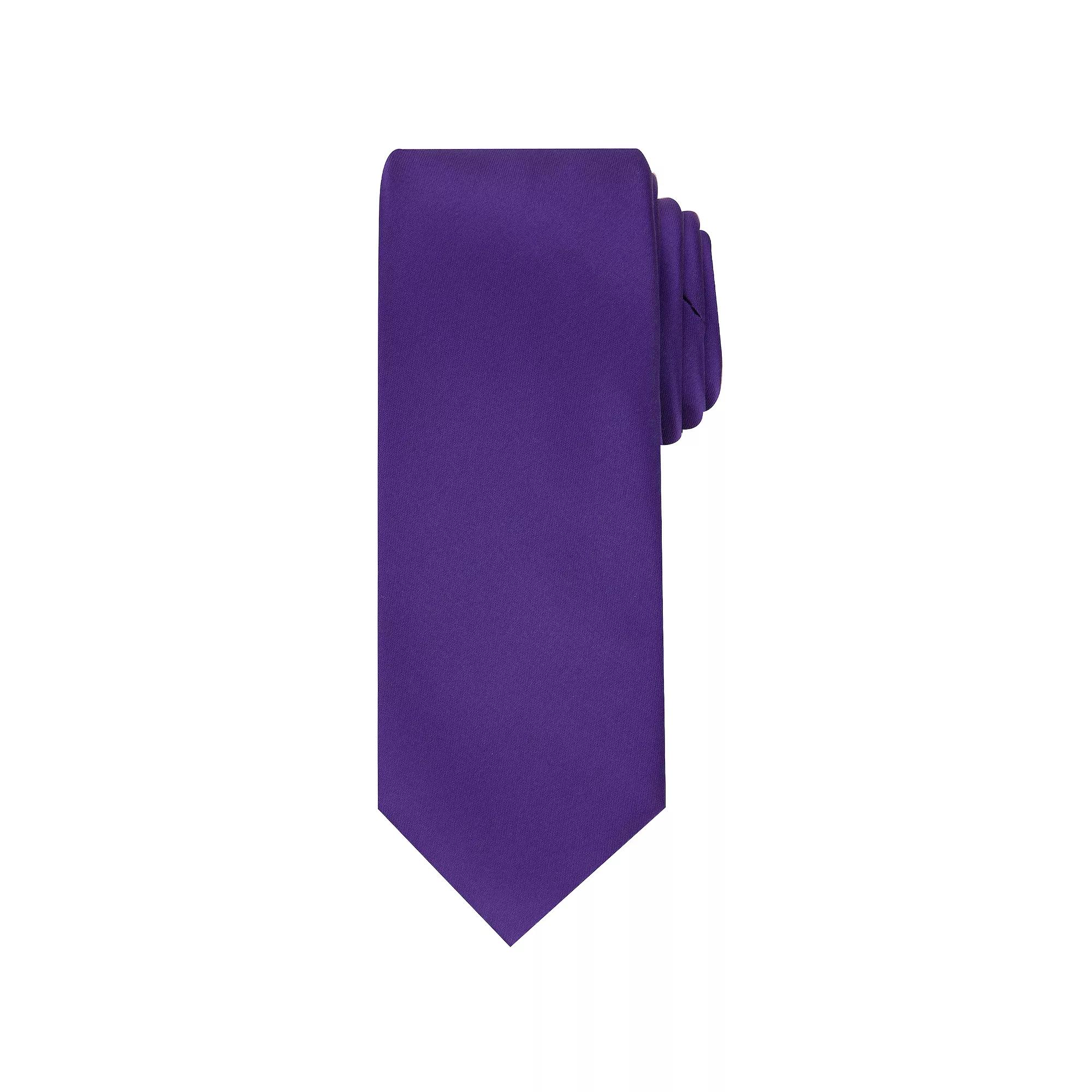 Men's Bespoke Solid Sateen Slim Tie, Purple Sateen Product Image