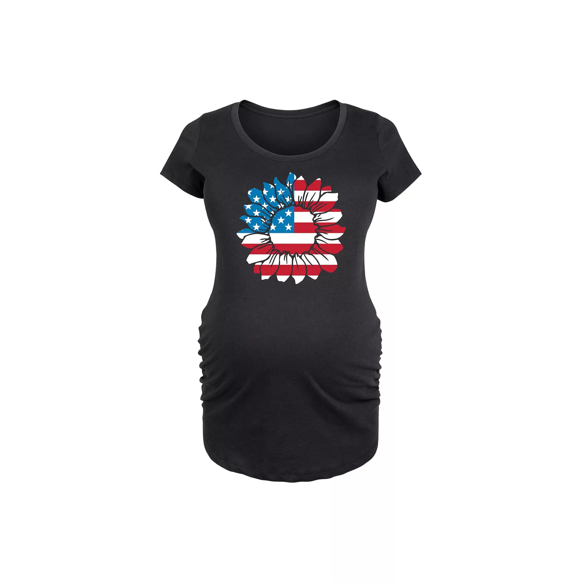 Maternity American Flag Sunflower Graphic Tee, Women's,  Product Image