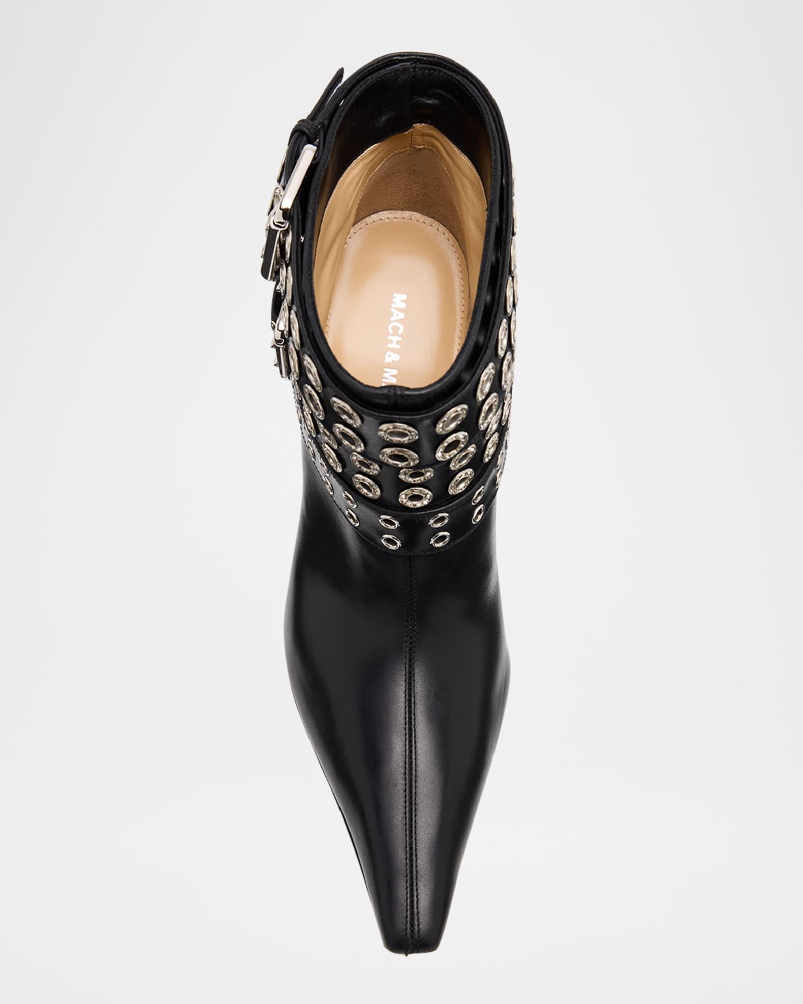 Buckle Belt Leather Ankle Boots Product Image