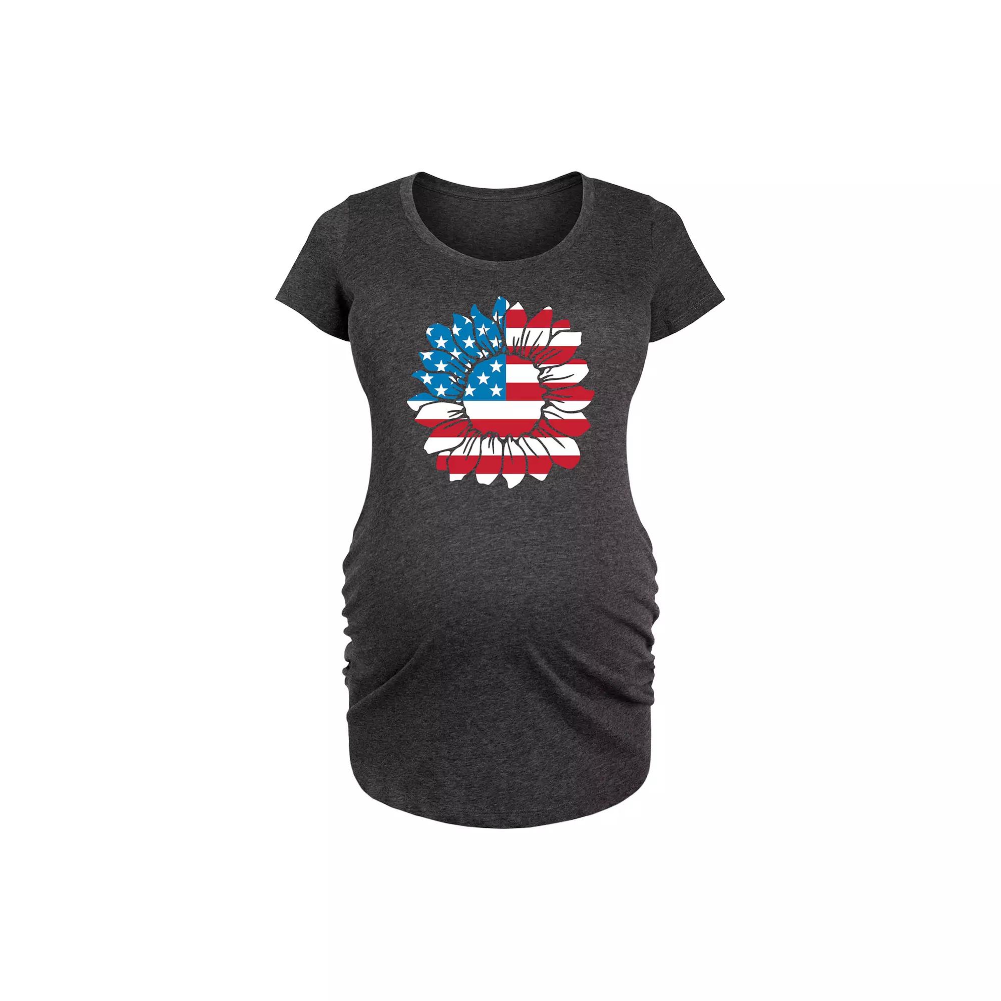 Maternity American Flag Sunflower Graphic Tee, Women's,  Product Image