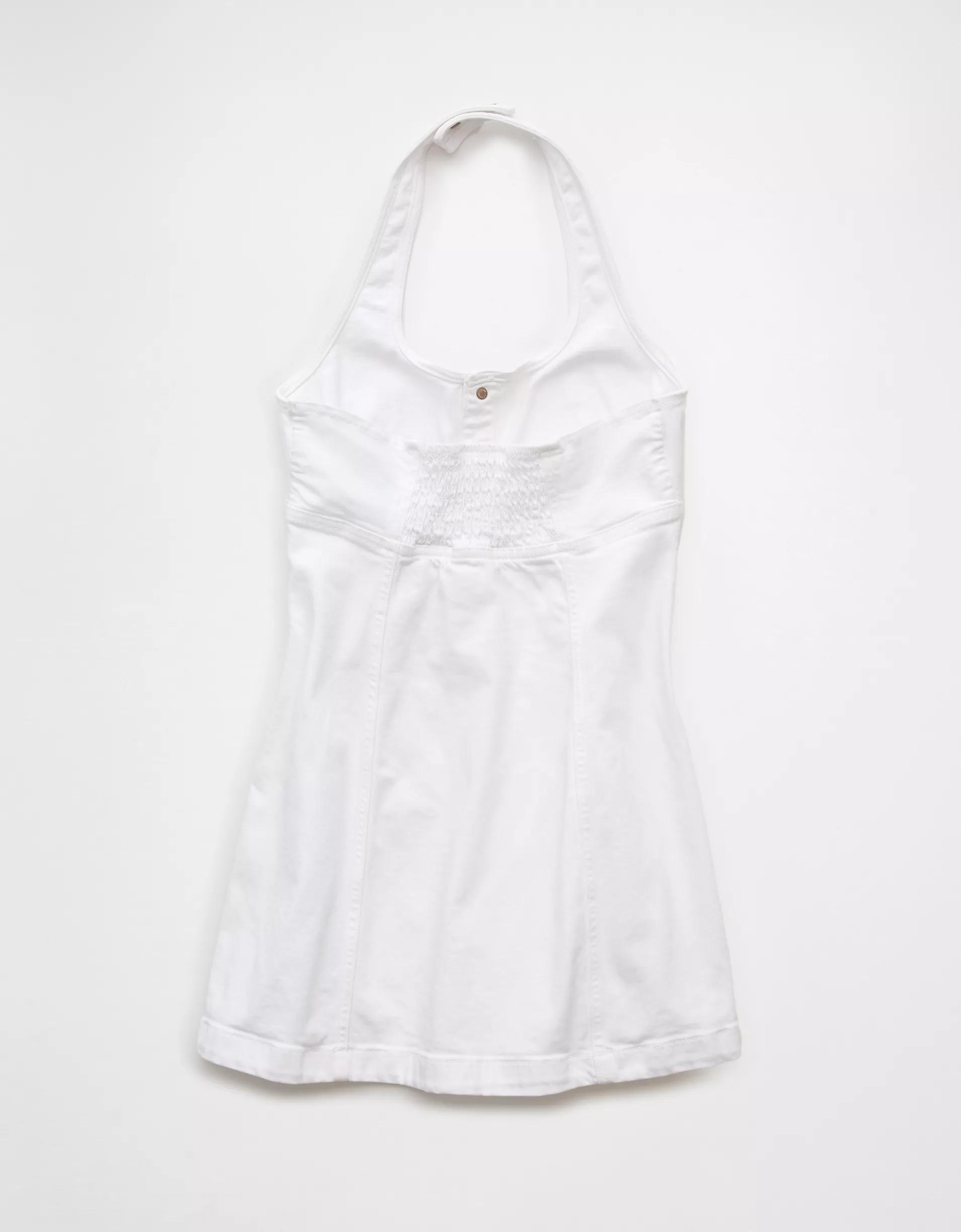 AE Denim Halter Button-Up Mini Dress Product Image
