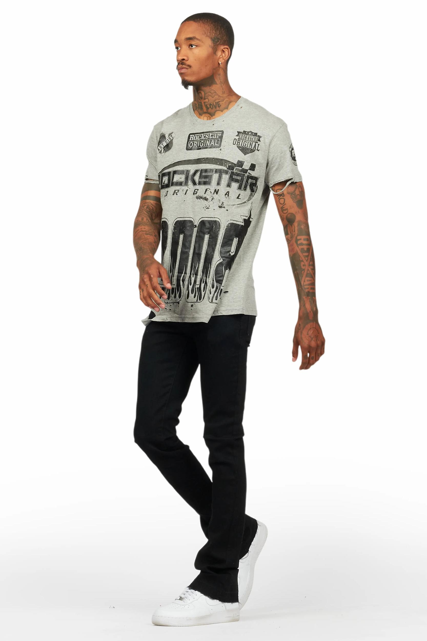 Amos Heather Grey Graphic T-Shirt Male Product Image