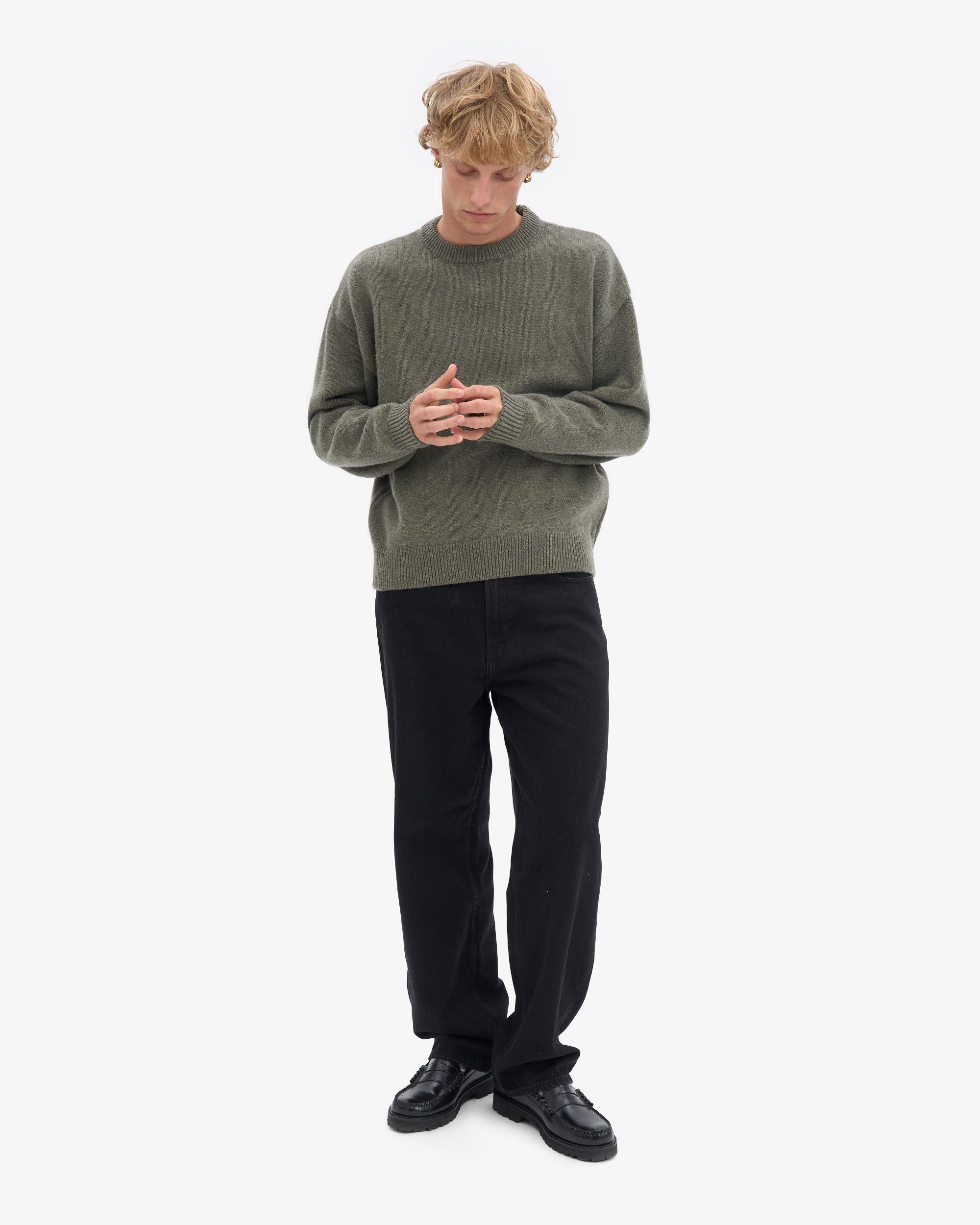 Oversized Merino Wool Crew - Dusty Olive Product Image
