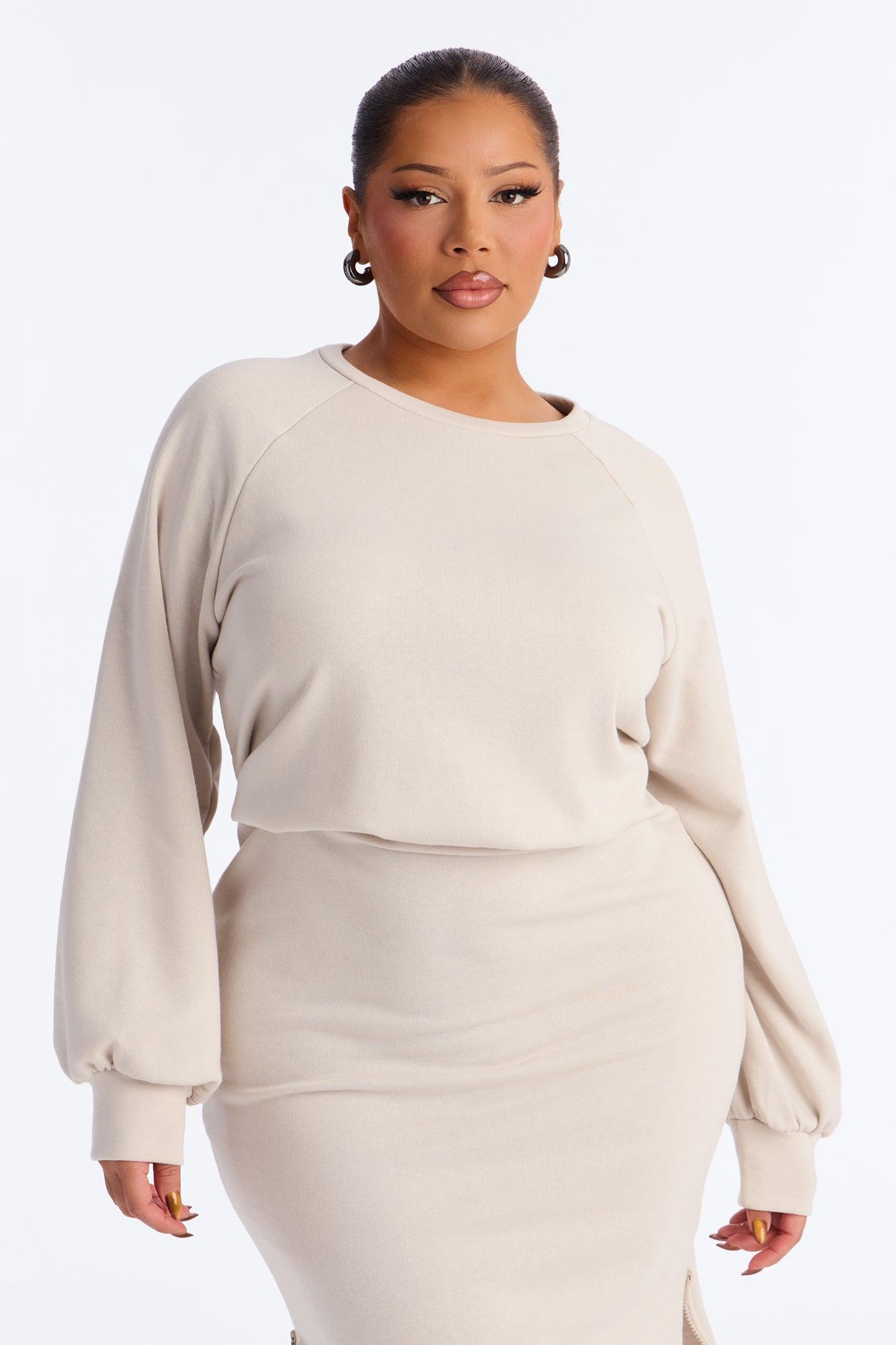 Blanca Sweatshirt Midi Dress - Taupe Female Product Image