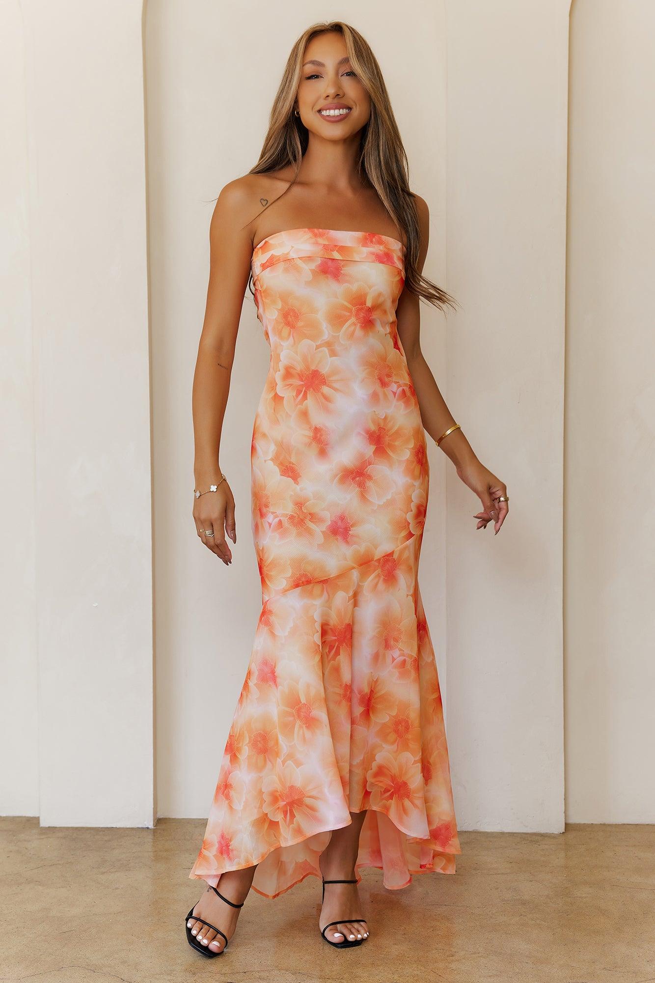 Kissed By Daisies Strapless Maxi Dress Orange Product Image