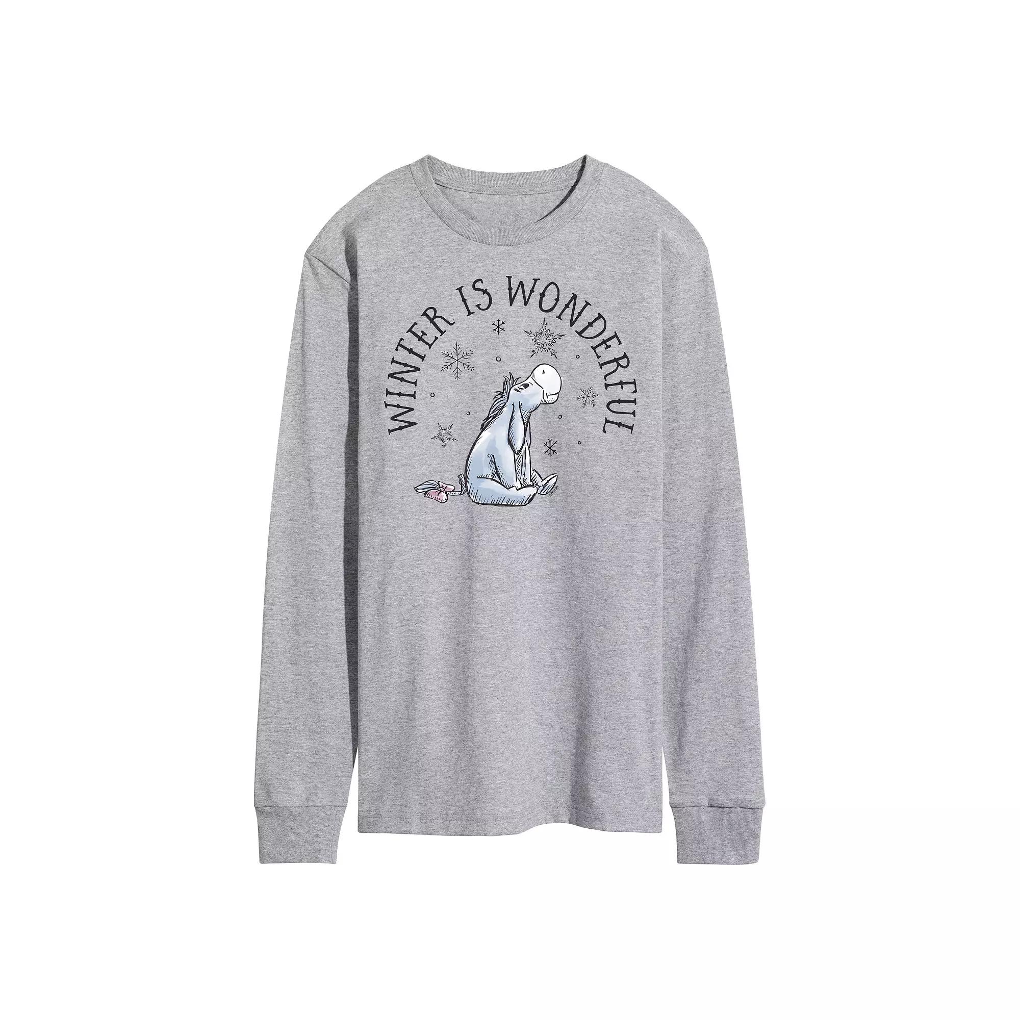Disney's Winnie The Pooh Men's Winter Is Wonderful Long Sleeve Graphic Tee,  Product Image