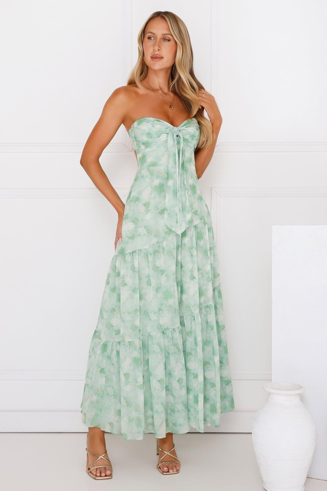 Meadow Whispers Strapless Maxi Dress Green Product Image