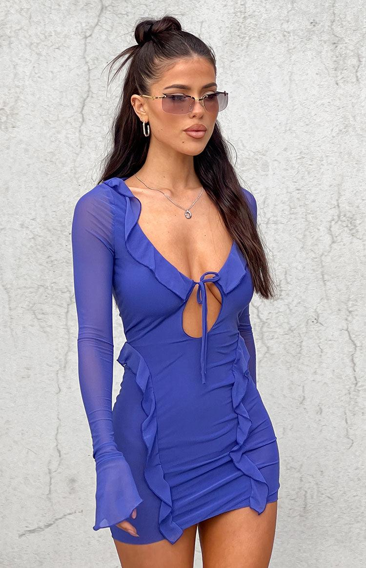 Surround Sound Blue Mesh Long Sleeve Mini Dress Baby Product Image