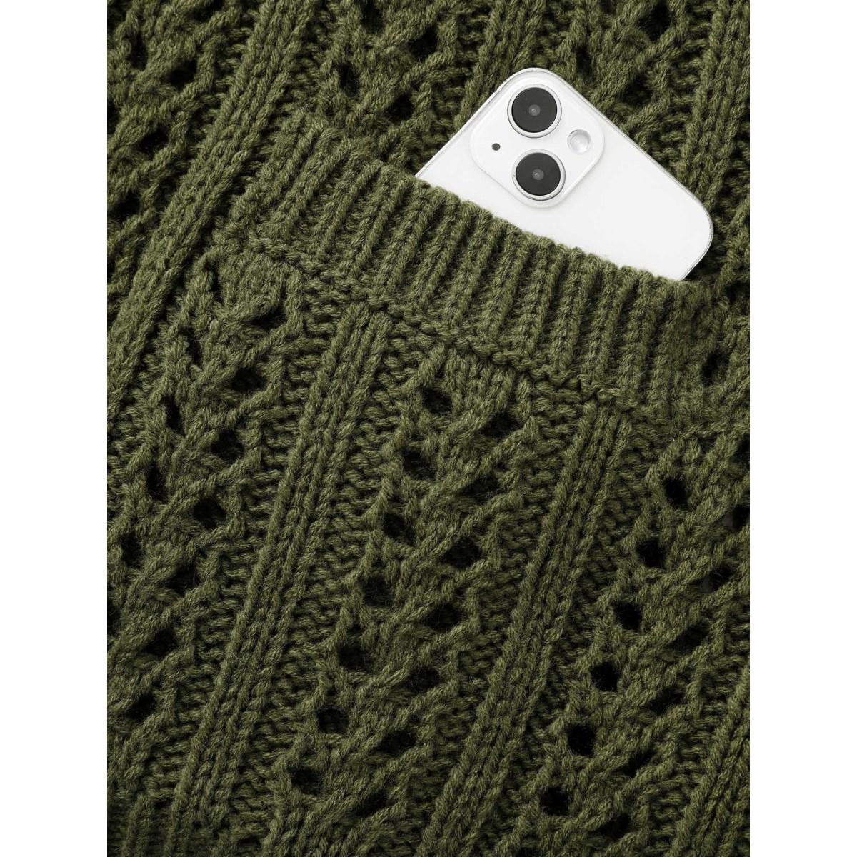 Plus Size Solid Cable Knit Raglan Sleeve Cardigan Olive Women Casual Loose Long Sleeve Everyday Cardigans BloomChic 12/L Product Image