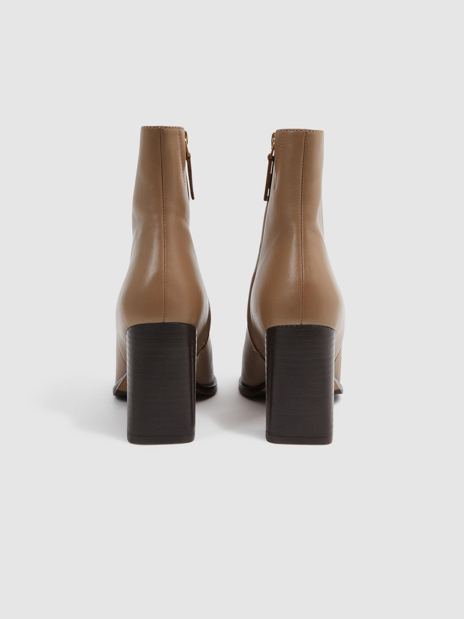 Square Toe Block Heel Boots in Camel Product Image