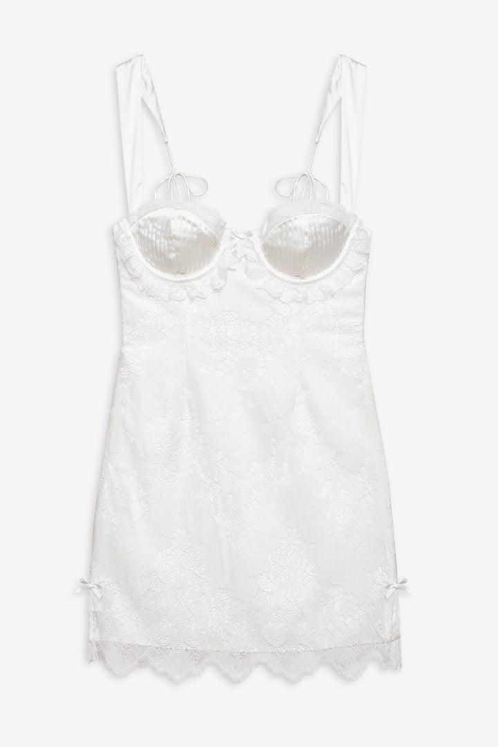 Allira Lace Mini Dress — White Product Image