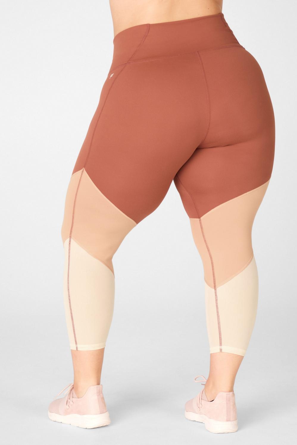 Fabletics Zone High-Waisted 7/8 Womens Mahogany/Driftscape/Sand Size XS Product Image