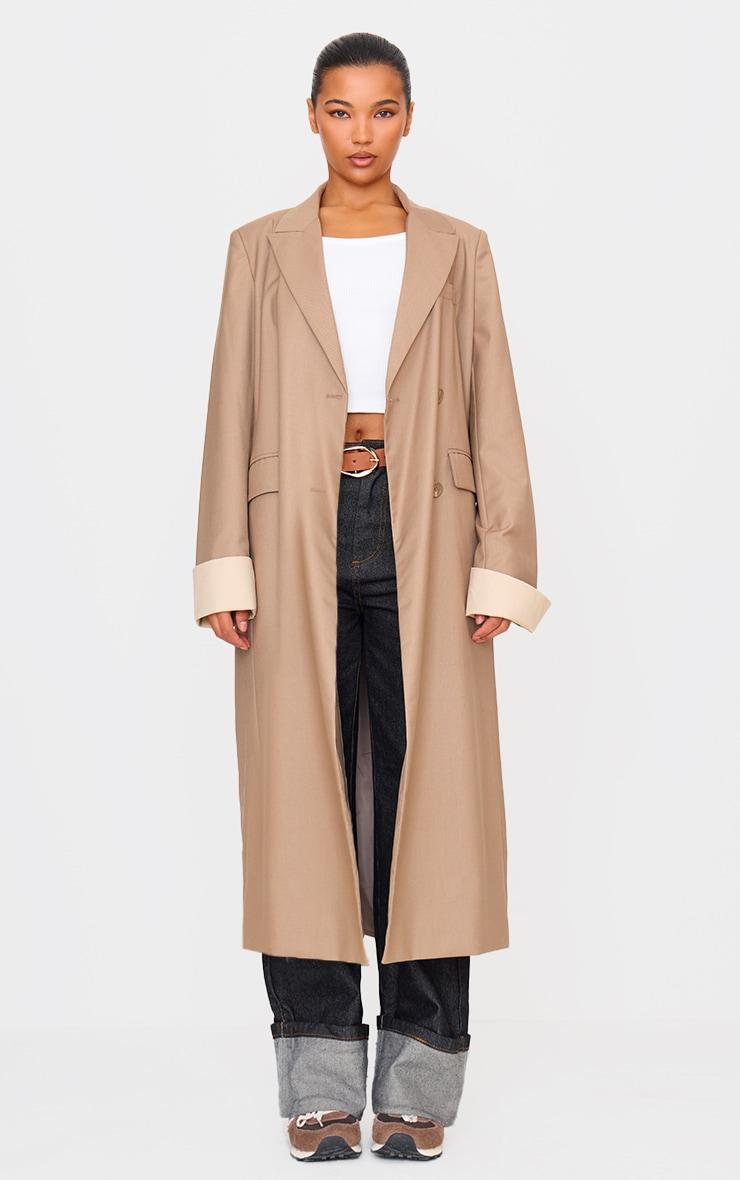 Taupe Tailoring Trim Trench Coat Product Image
