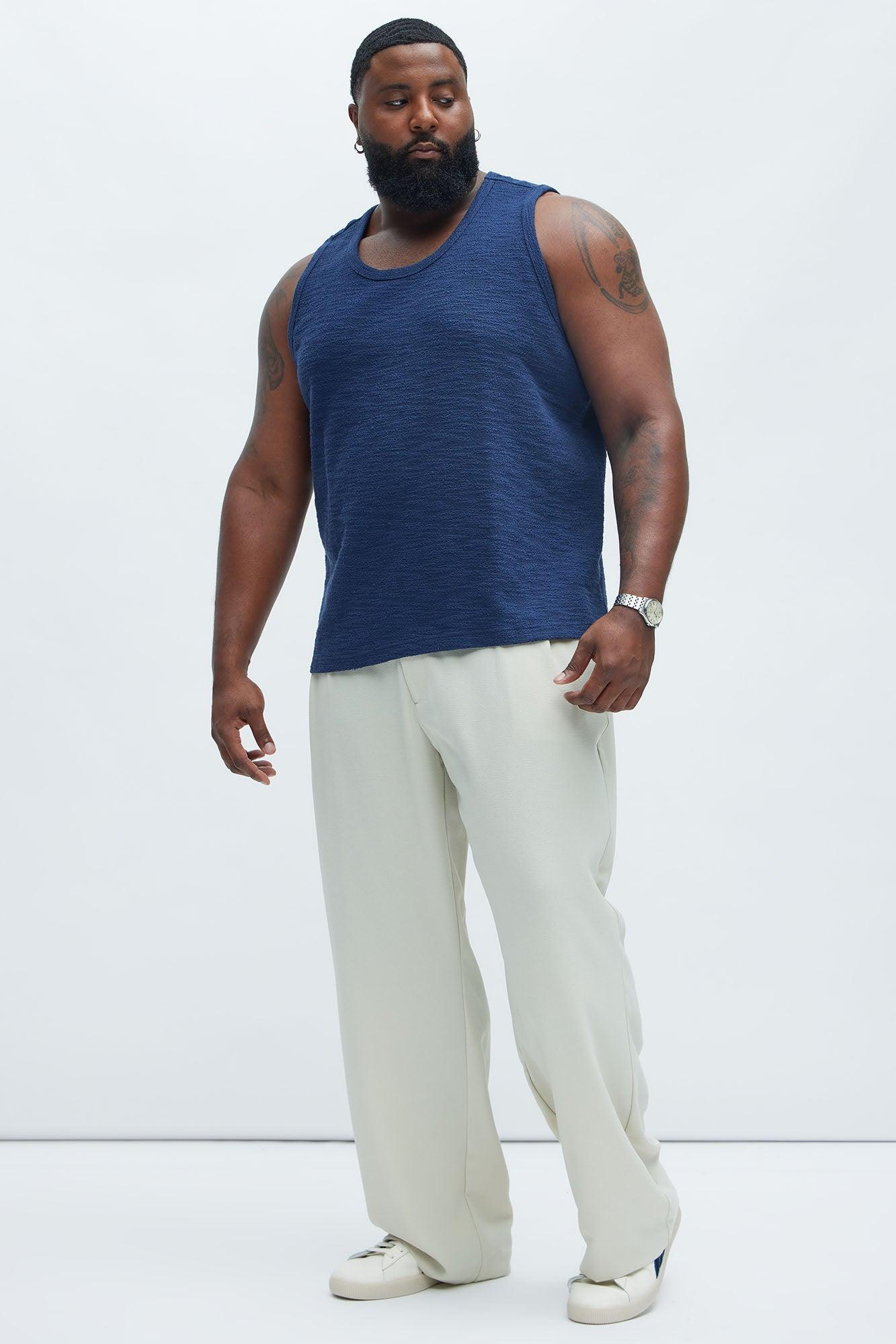 Blaine Textured Relaxed Tank Top - Navy Product Image