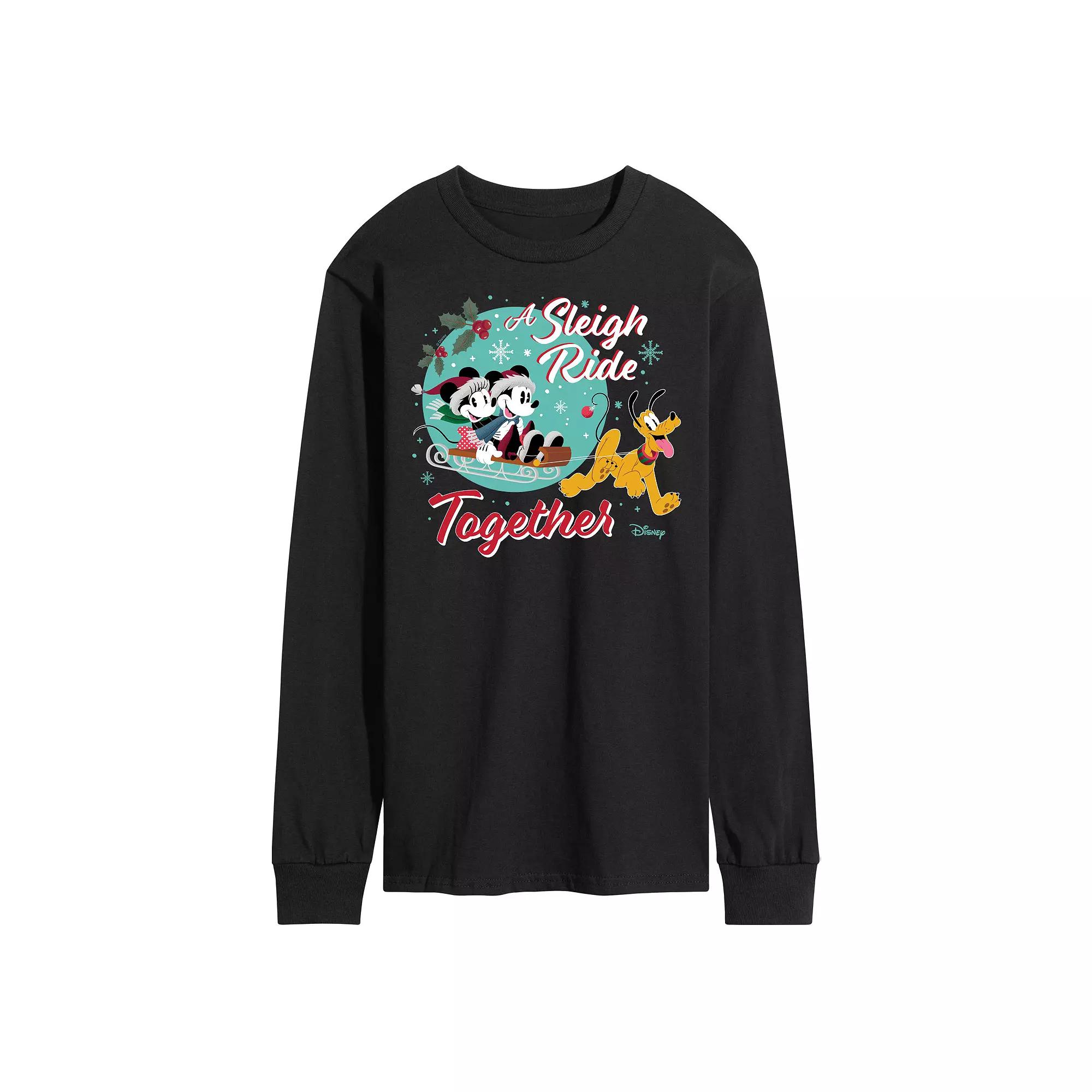 Disney's Mickey & Minnie Mouse Men's Sleigh Ride Together Long Sleeved Graphic Tee,  Product Image