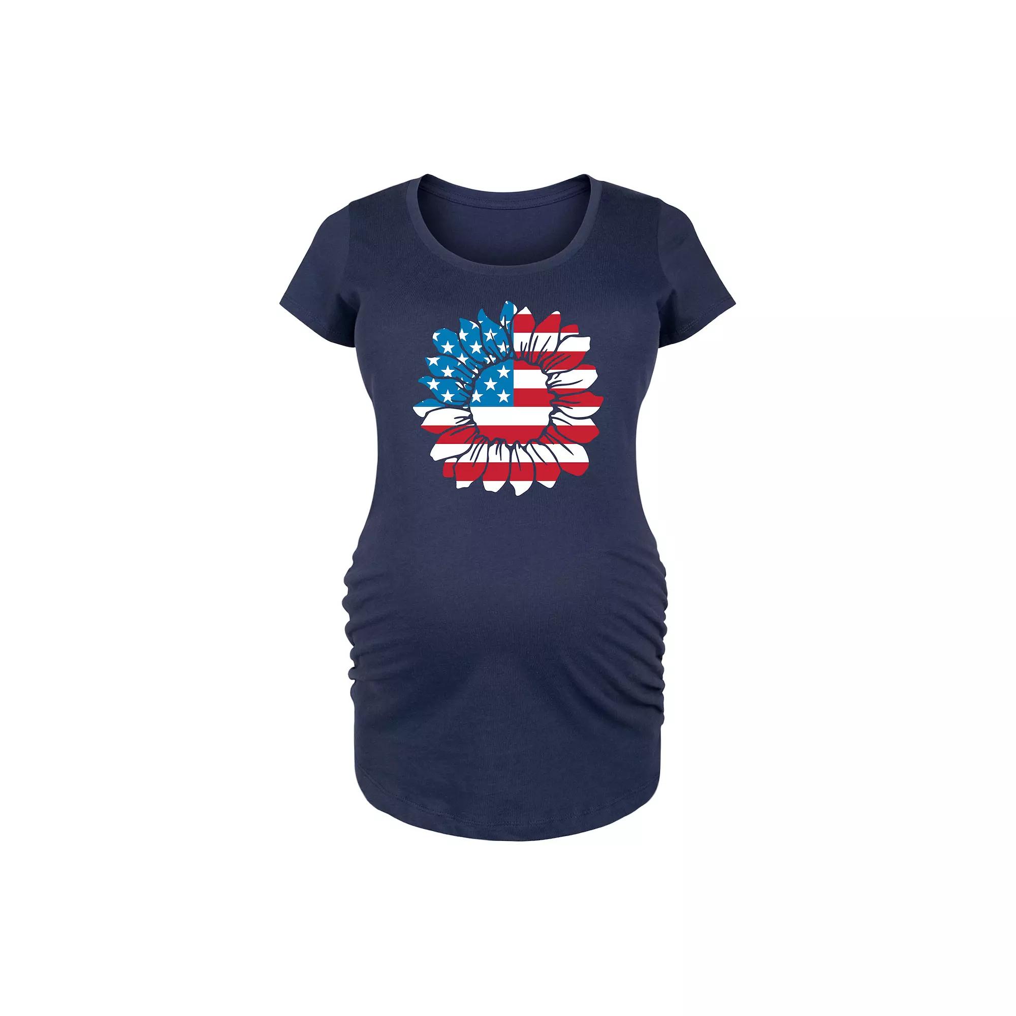 Maternity American Flag Sunflower Graphic Tee, Women's,  Product Image