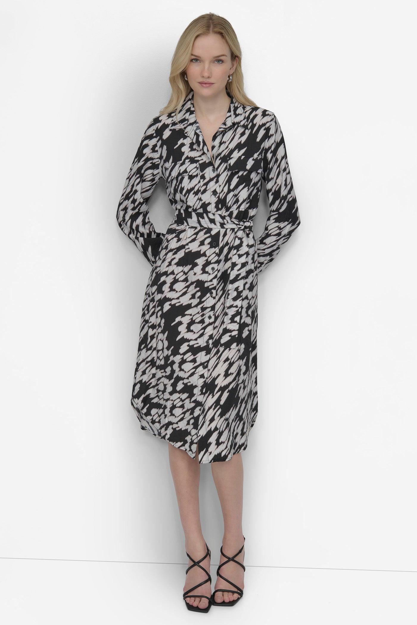 BELTED TIERED MIDI SHIRT DRESS Product Image