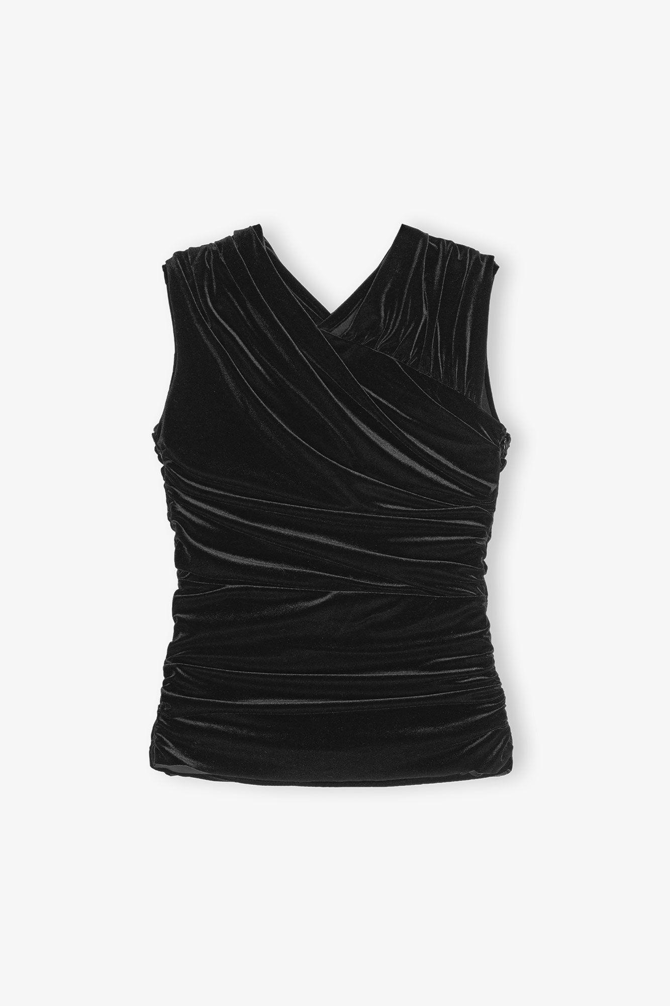 Black Velvet Ruched Top Product Image