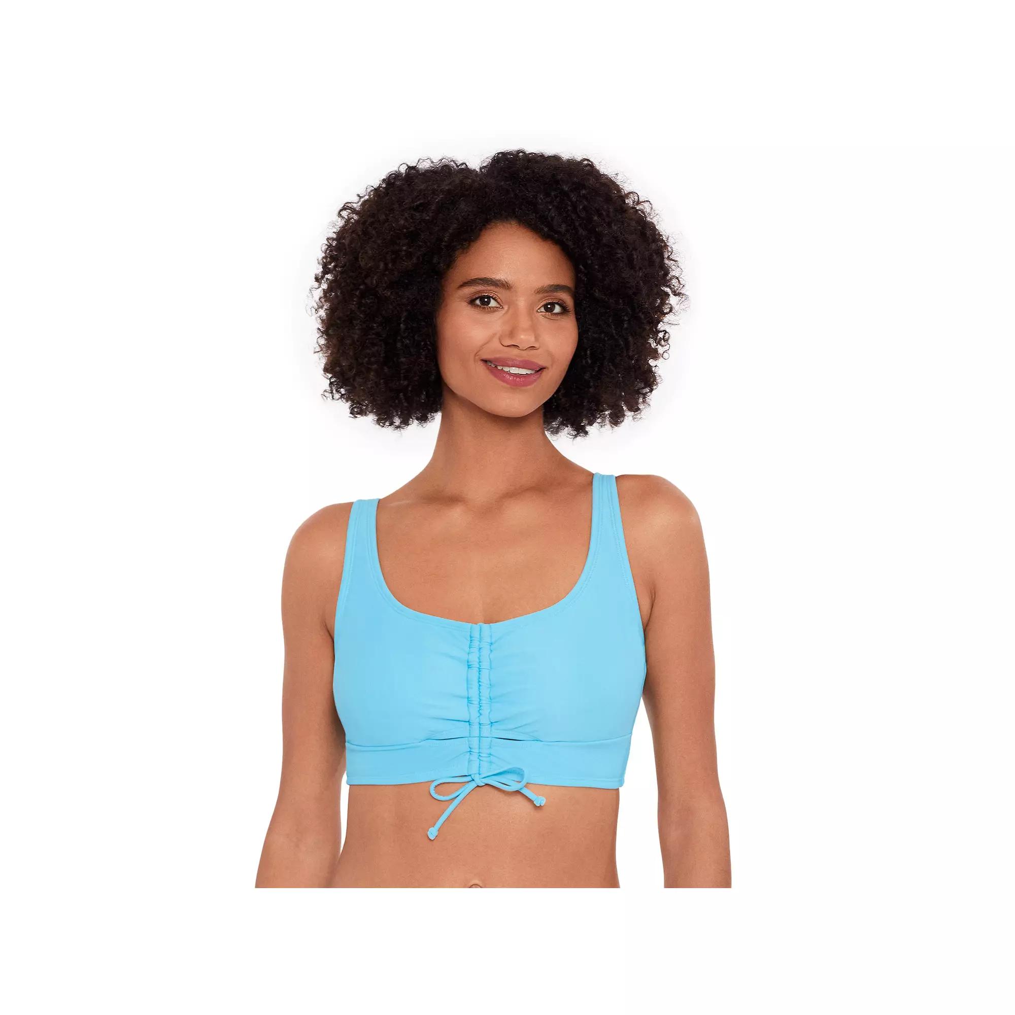 Women's Eco Beach Longline Scoopneck Tie Front Bikini Top,  Product Image