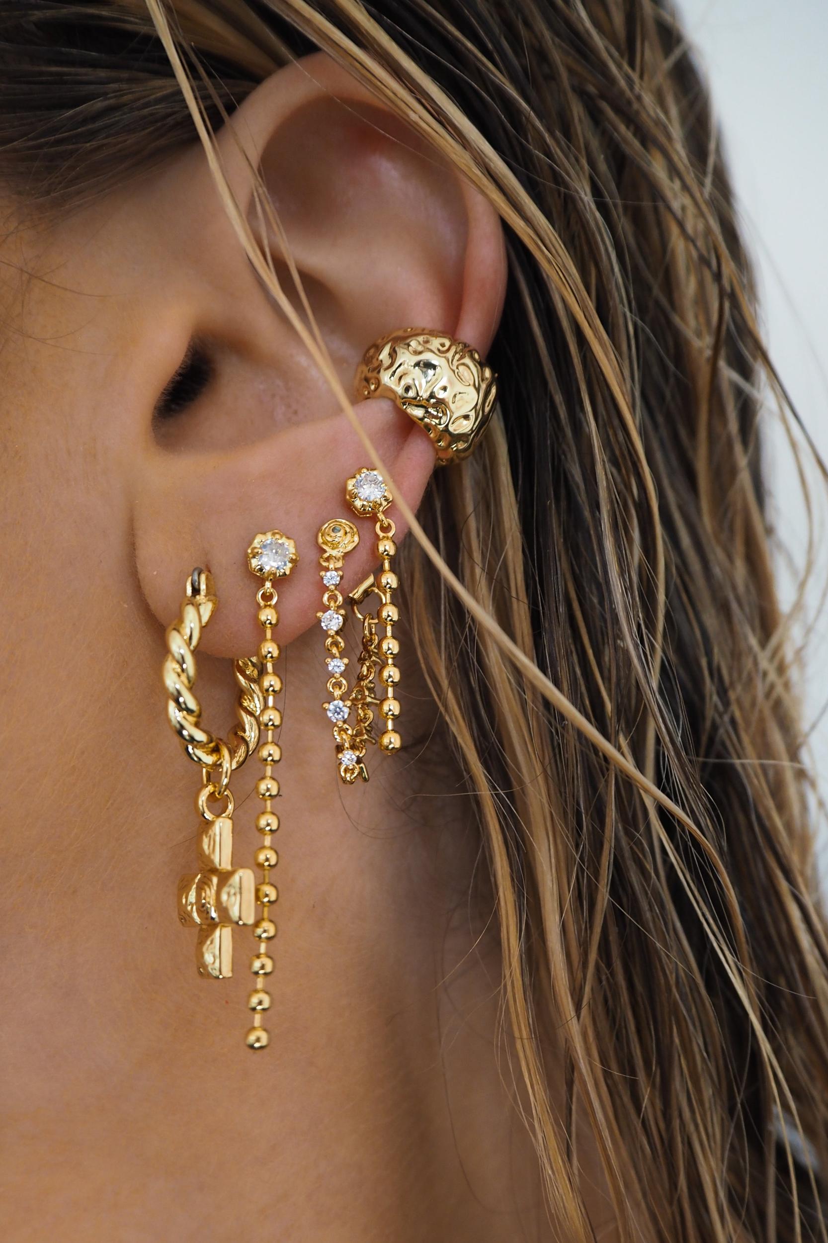 Ball Chain Drop Earring Set - Gold Product Image