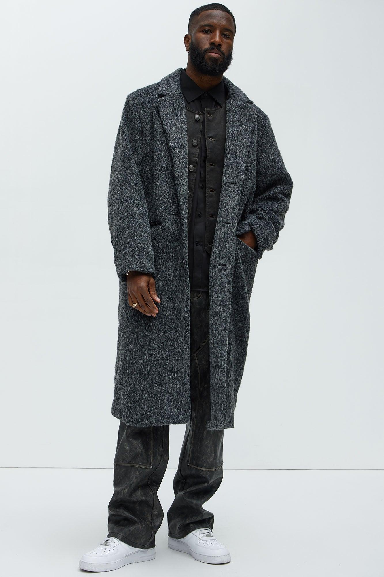 Been A Year Mohair Relaxed Long Coat - Black Product Image