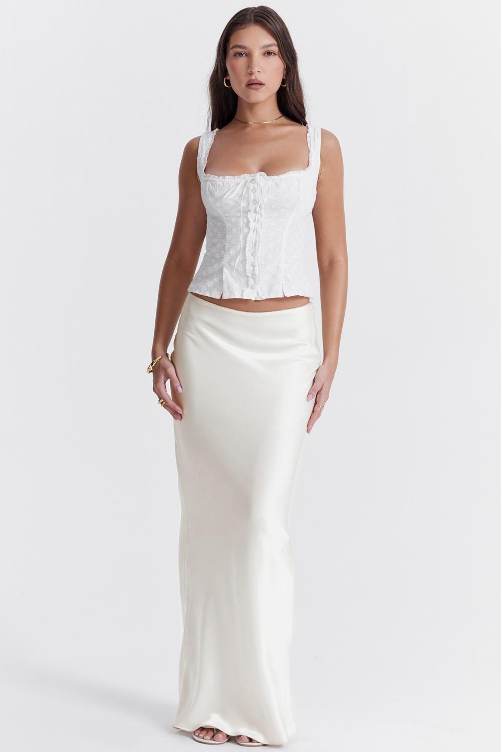 Sydel  white satin bias cut maxi skirt - sale Product Image