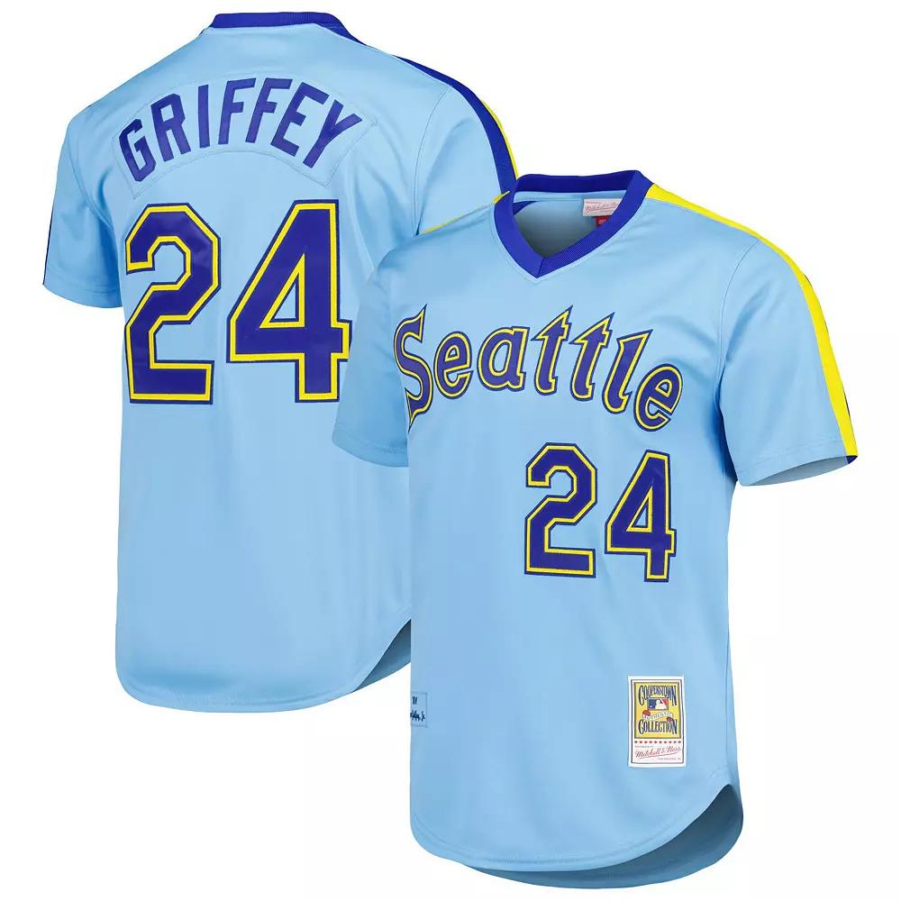 Men's Mitchell & Ness Ken Griffey Jr. Light Blue Seattle Mariners Cooperstown Collection Authentic Jersey, Size: 52 Product Image