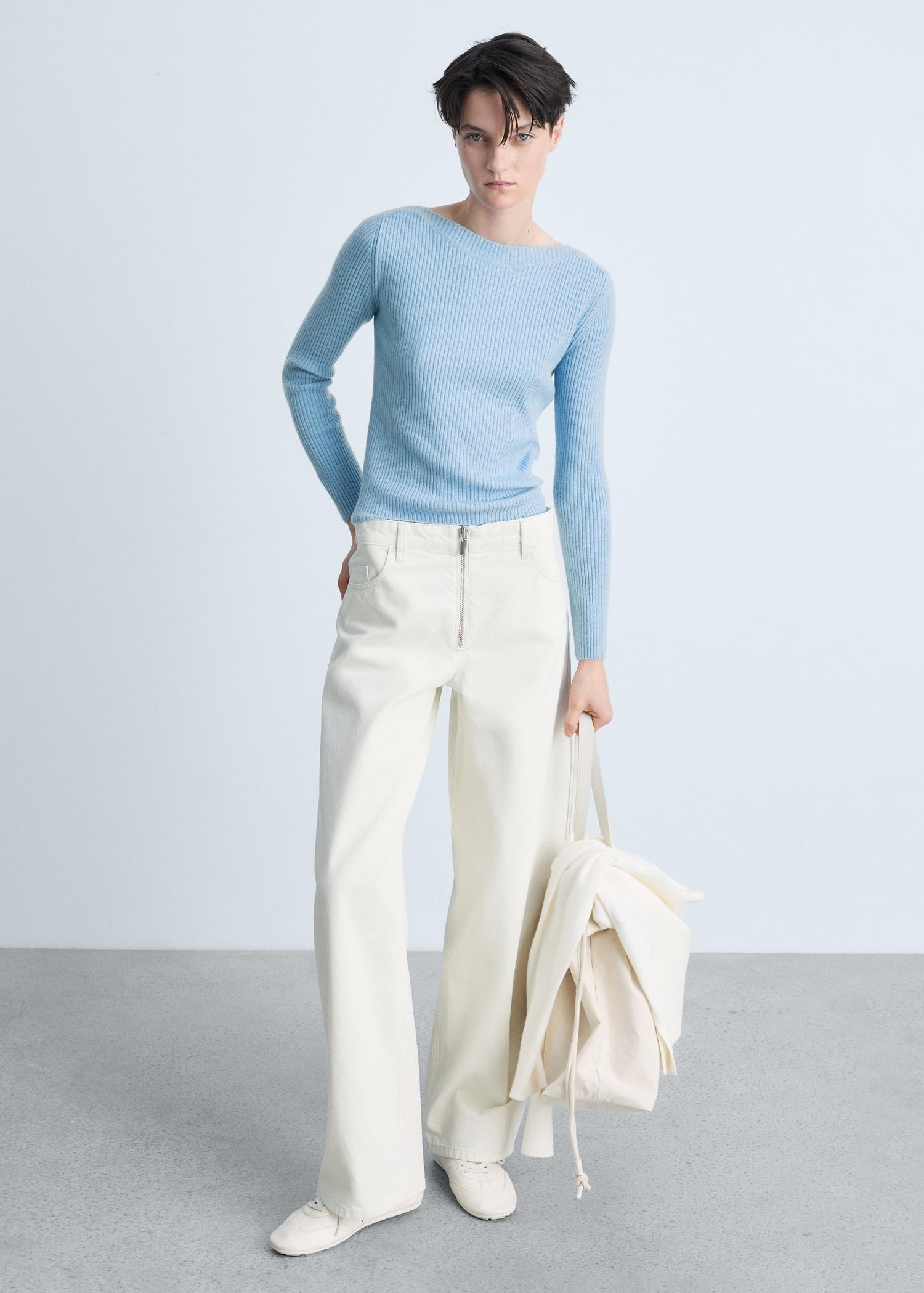 Boat neck ribbed sweater - Women | MANGO USA Product Image