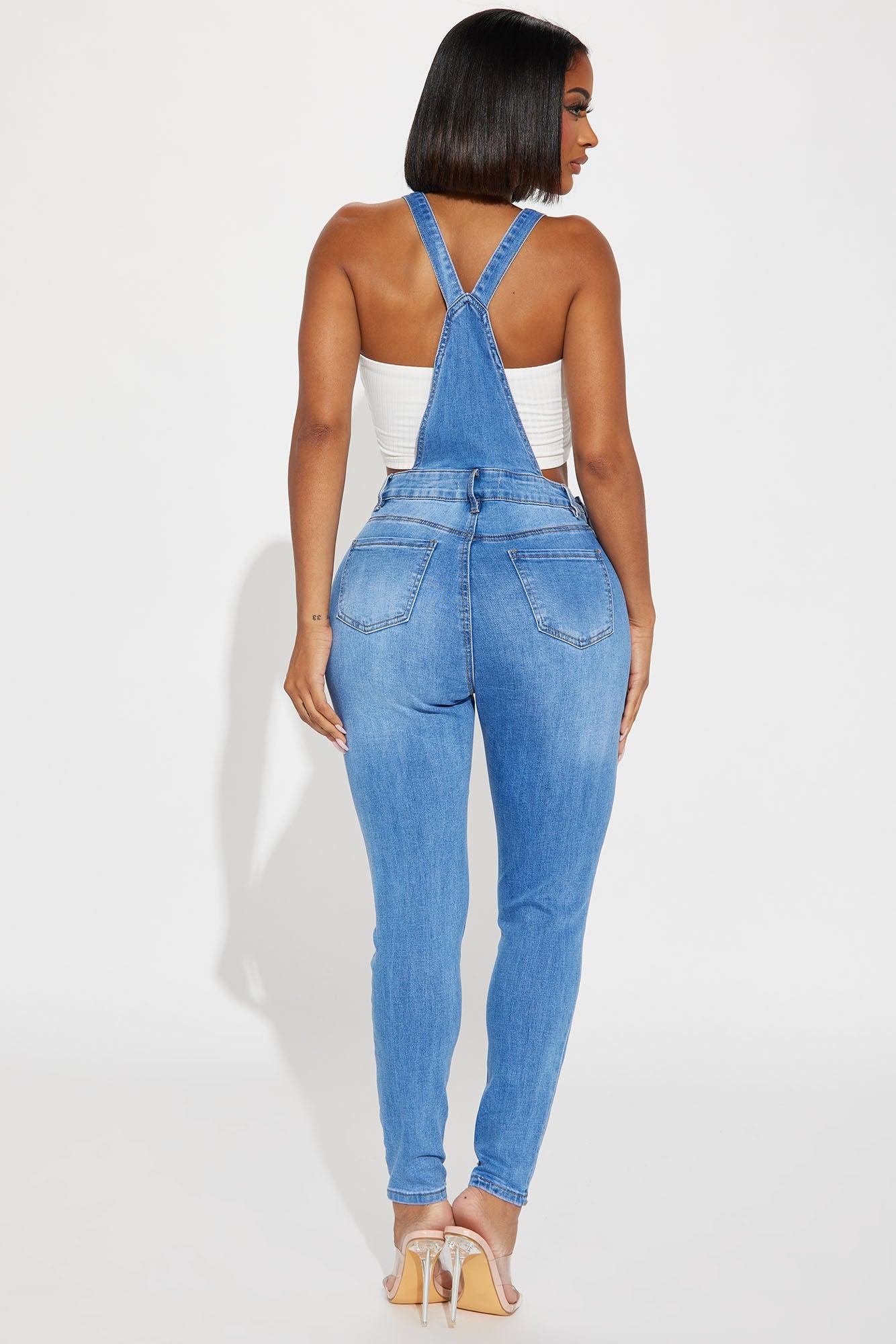 Always Petty Skinny Stretch Denim Overalls - Light Wash Product Image