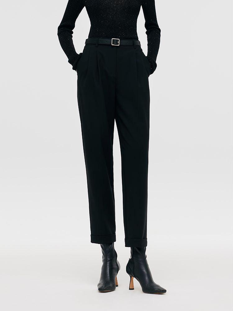 Machine Washable Wool Women Tapered Pants Product Image