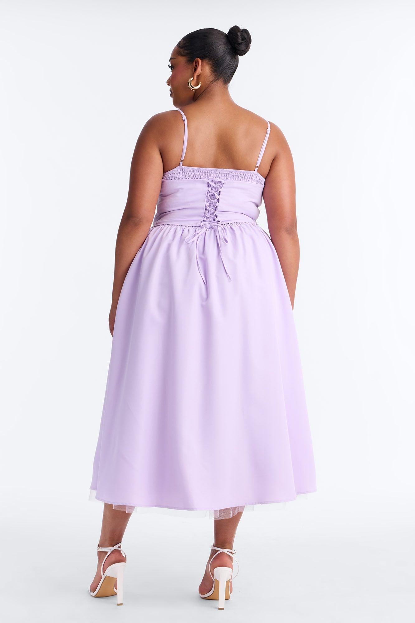 Flora Lace Up Midi Dress - Lavender Female Product Image