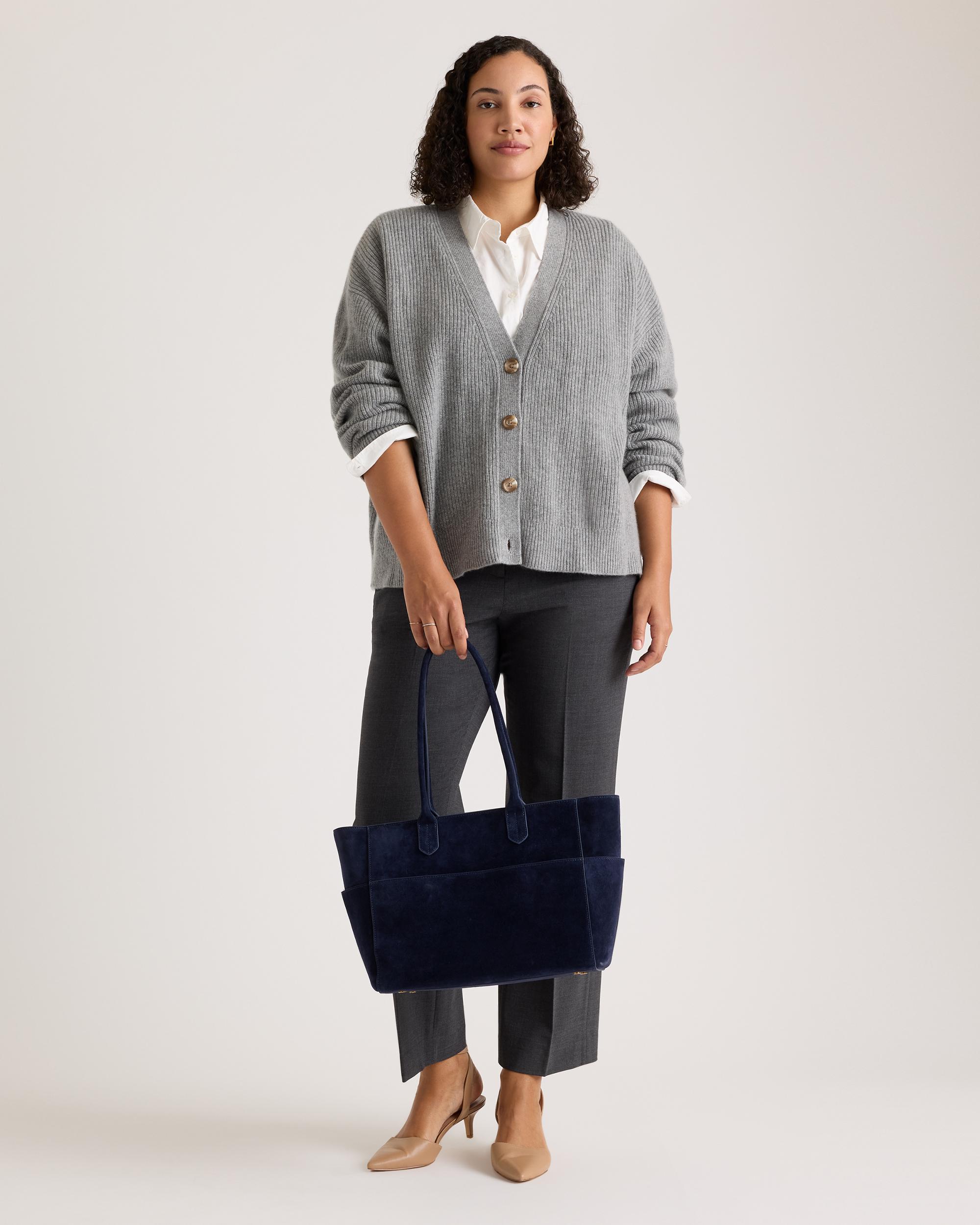 Quince | Women's Mongolian Cashmere Fisherman Boxy Cropped Cardigan Sweater Size XL Product Image