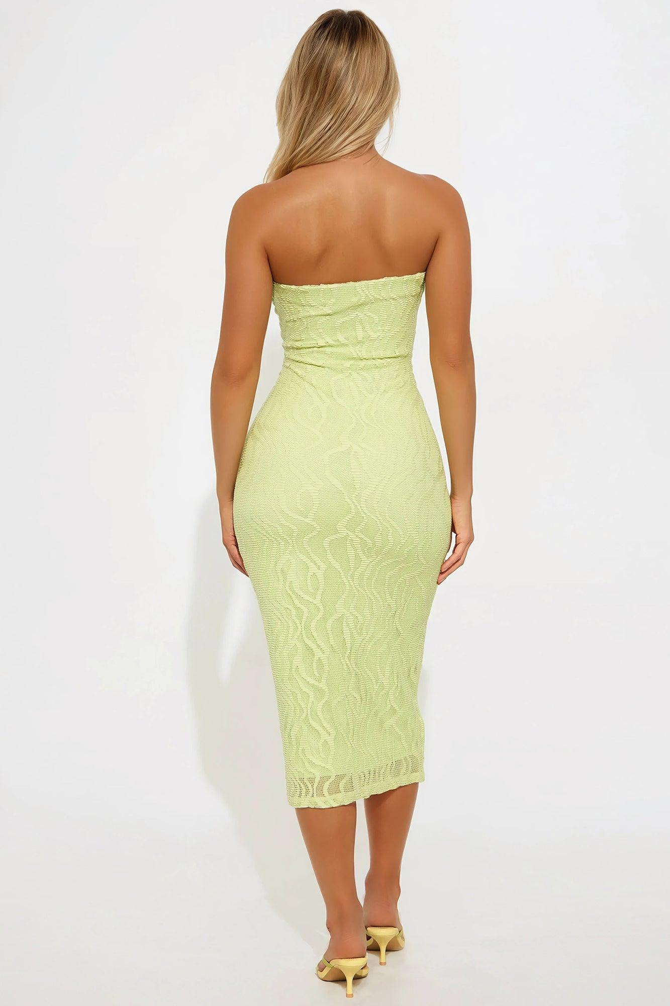 Shayla Mesh Midi Dress - Lime Product Image