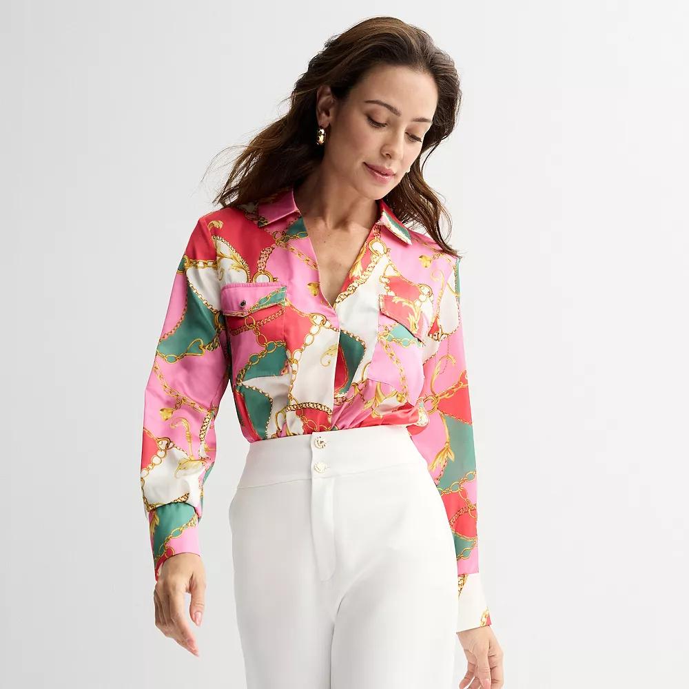 Women's Thalia Sodi Long Sleeve Floral Print Bodysuit,  Product Image