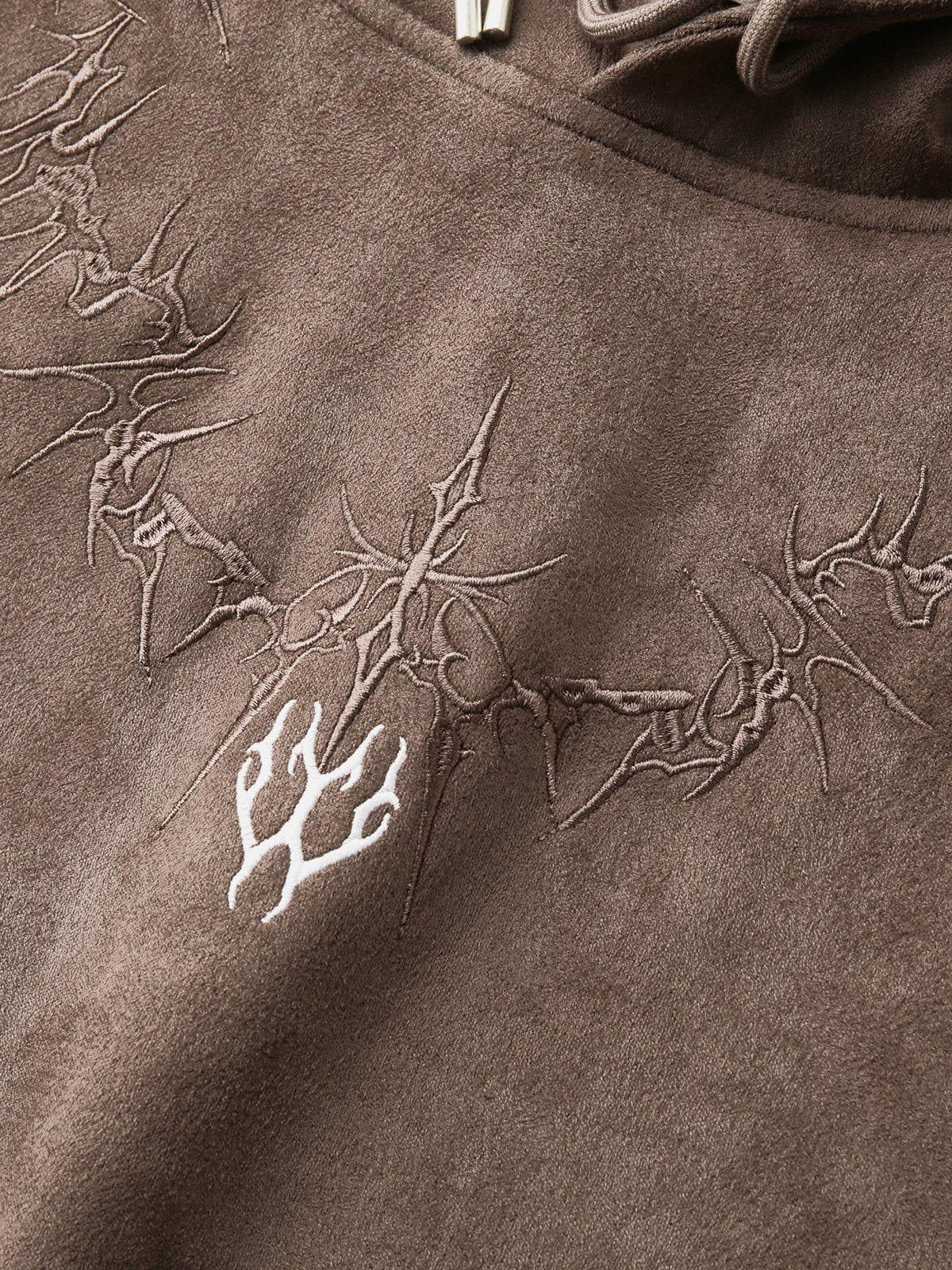 Aelfric Eden Embroidery Suede Pullover Hoodie Product Image