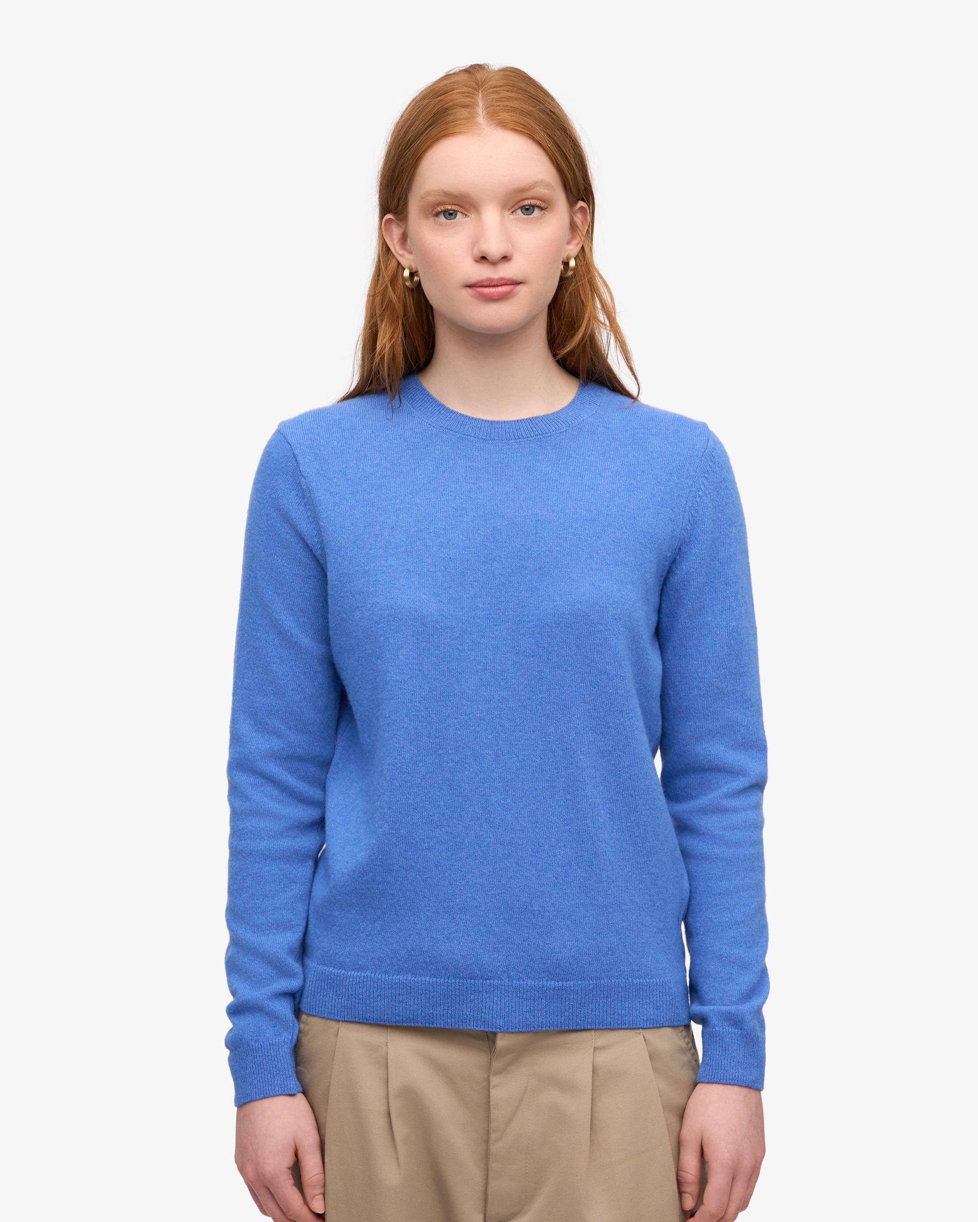 Women Light Merino Wool Crew - Pacific Blue Product Image