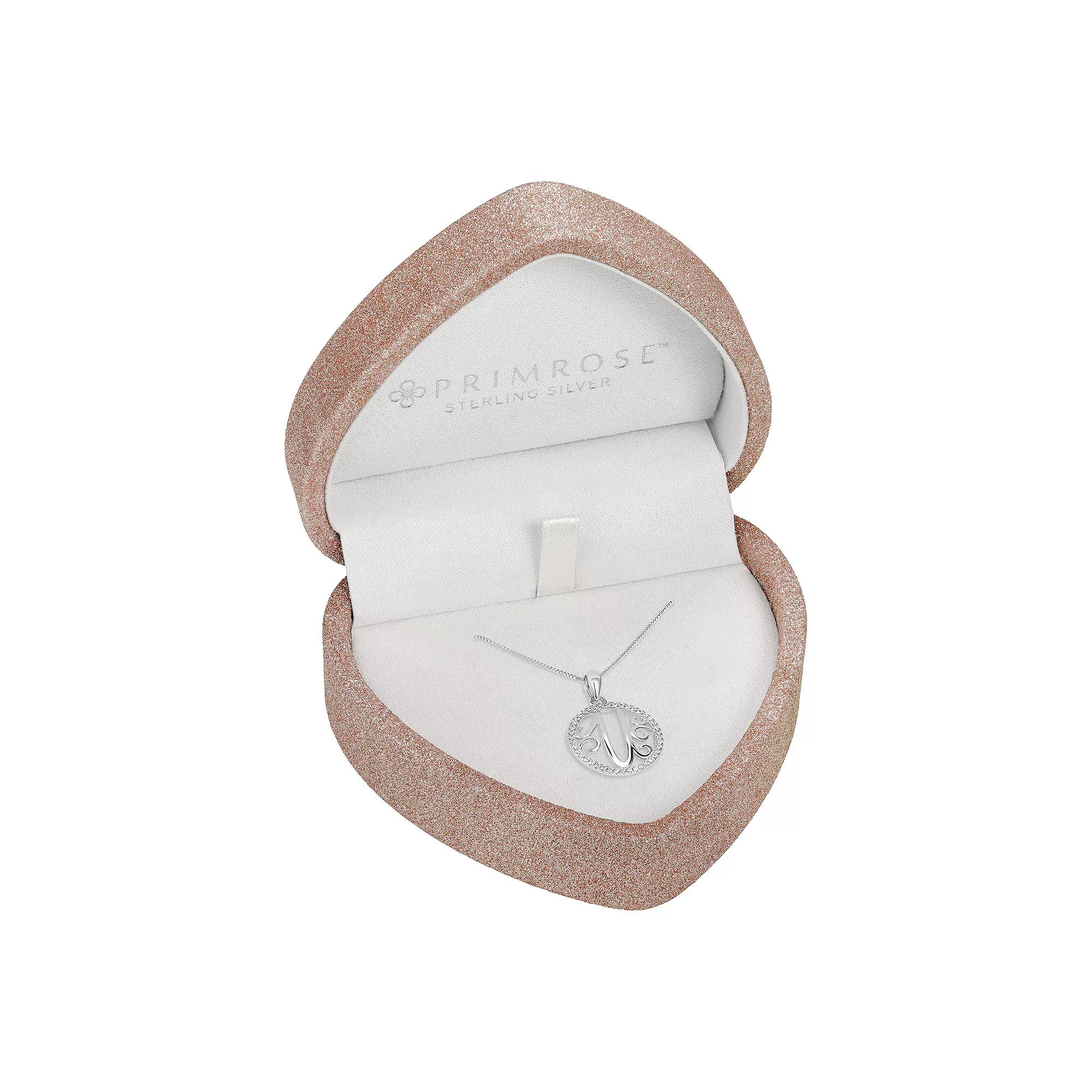 PRIMROSE Sterling Silver Cubic Zirconia Initial Pendant Necklace, Women's, Size: 18", Sterling Silver Q Product Image