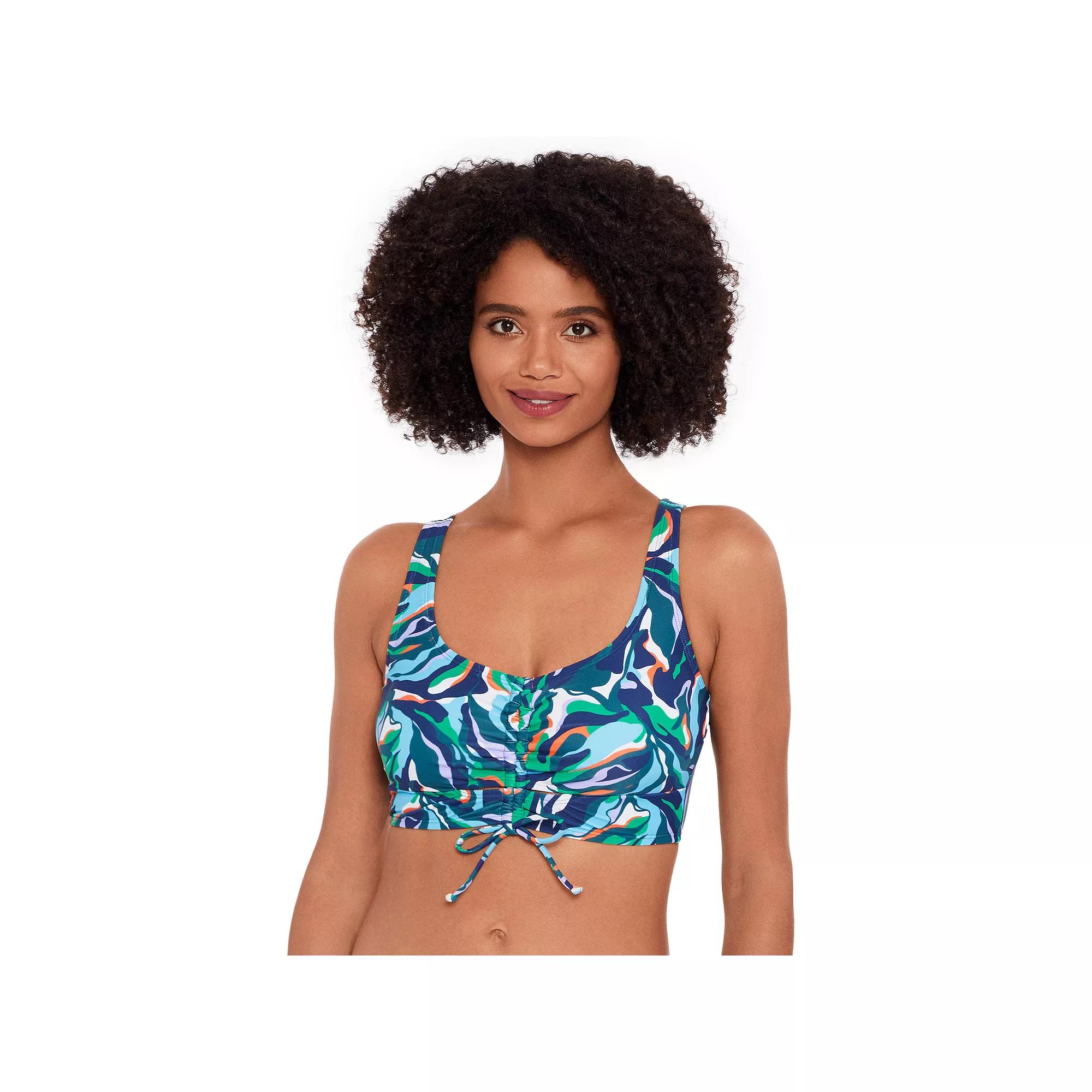 Women's Eco Beach Longline Scoopneck Tie Front Bikini Top,  Product Image